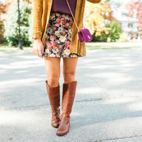 Fall Floral Skirt / Fall Outfit Idea