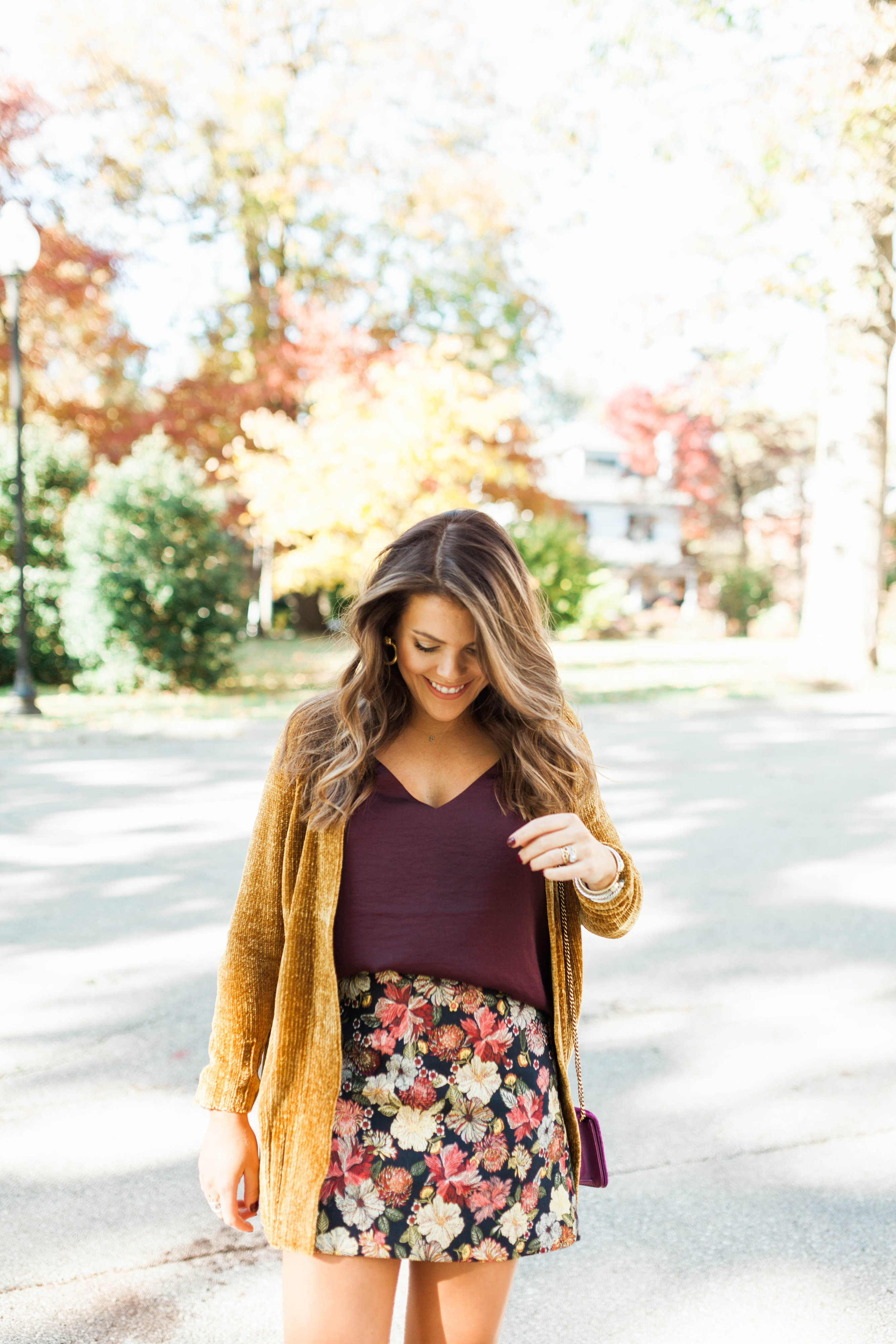 Fall Floral Skirt / Fall Outfit Idea