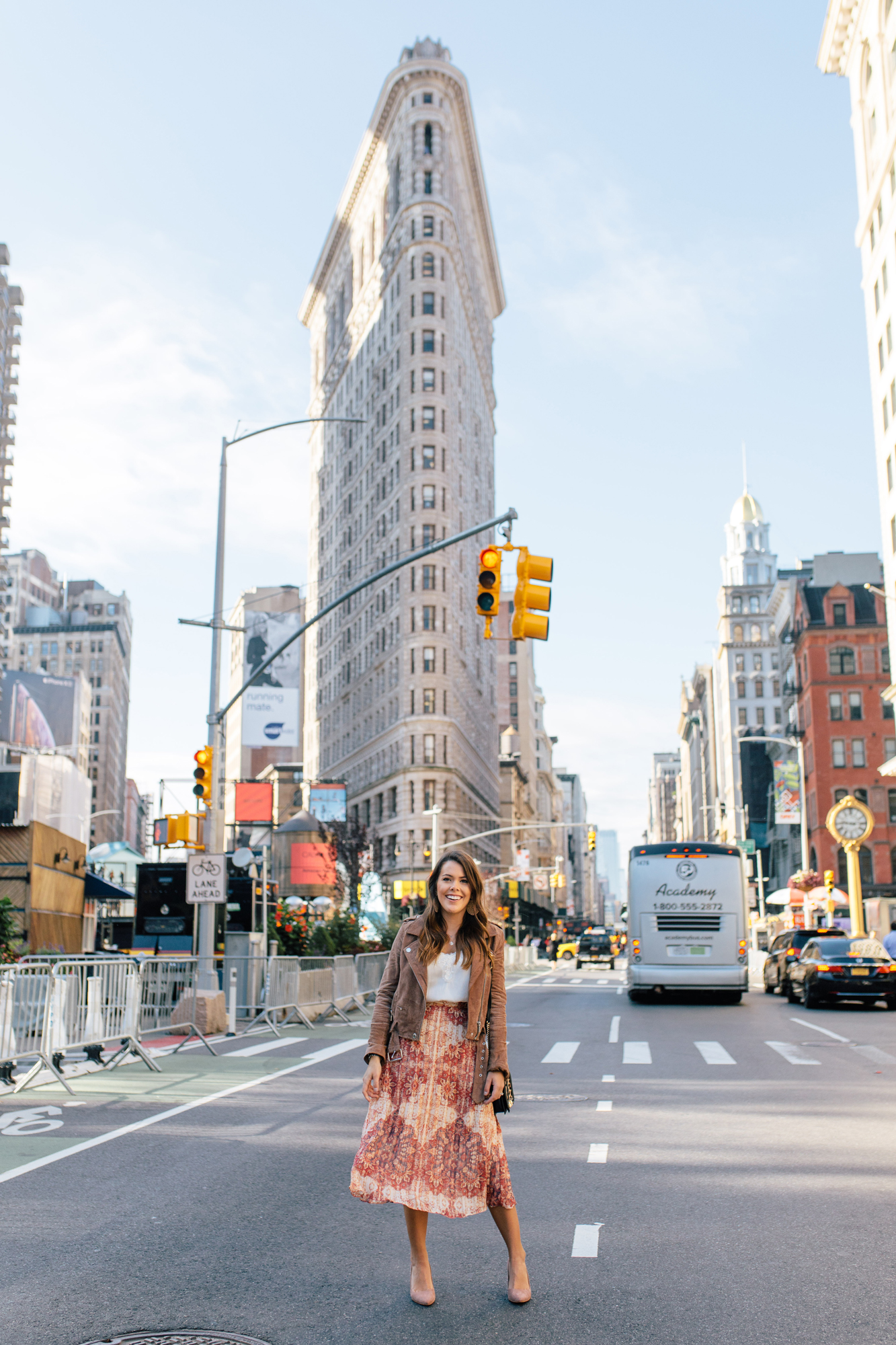 New York City Photo Opp / Flatiron Building / Printed Midi Skirt