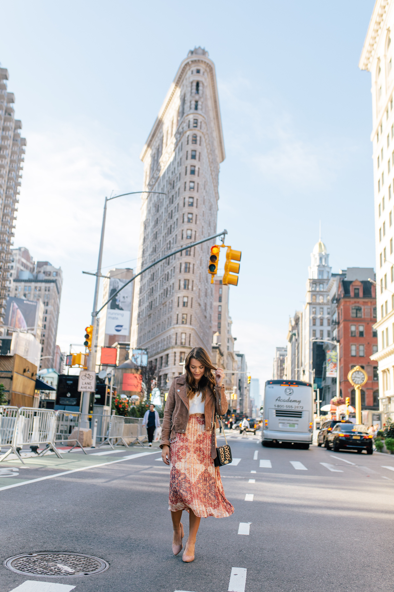 New York City Photo Opp / Flatiron Building / Printed Midi Skirt