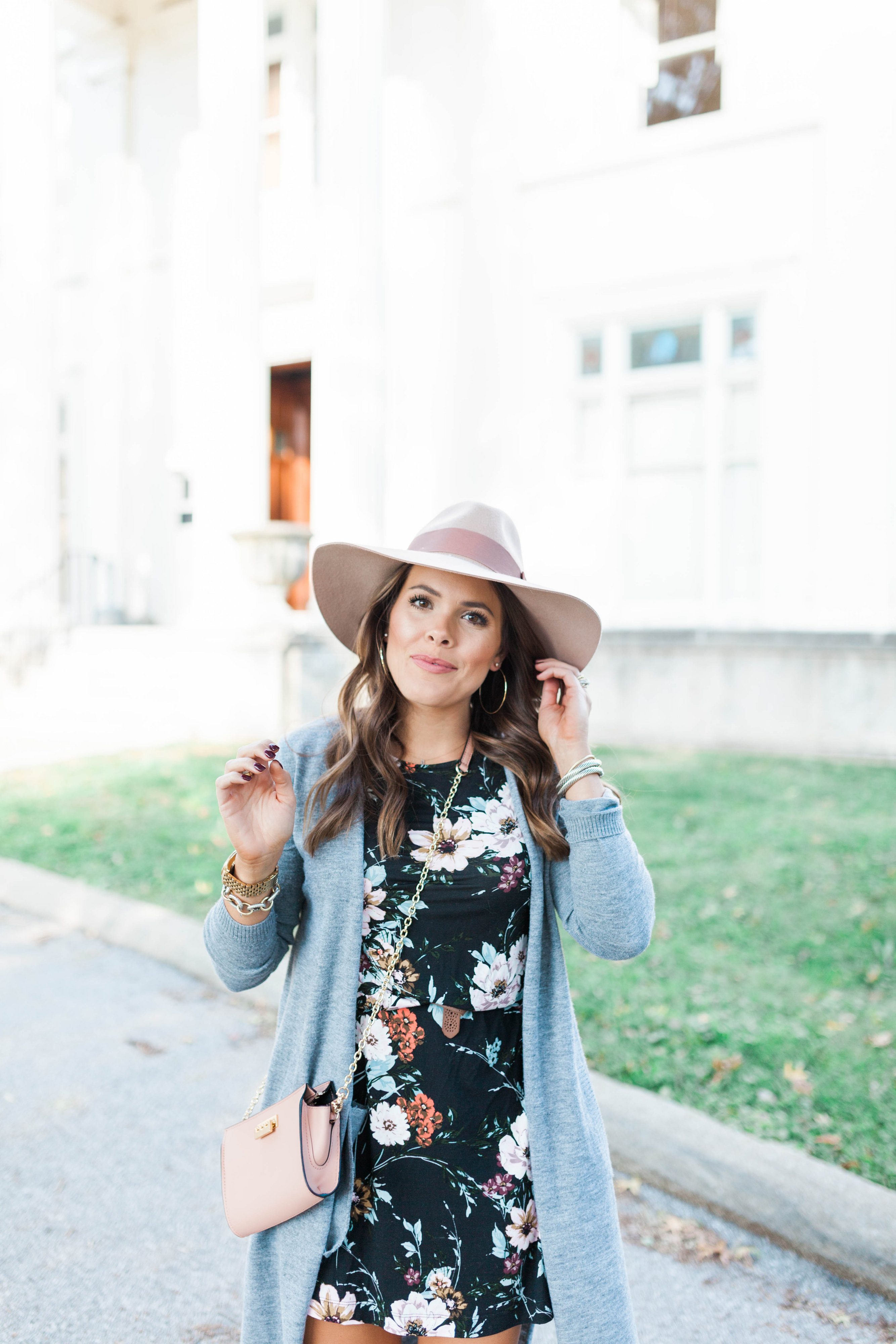 Black Floral Dress / How to style a long cardigan