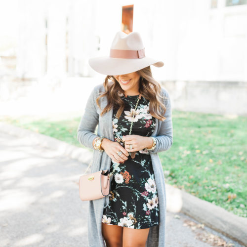 Black Floral Dress / How to style a long cardigan