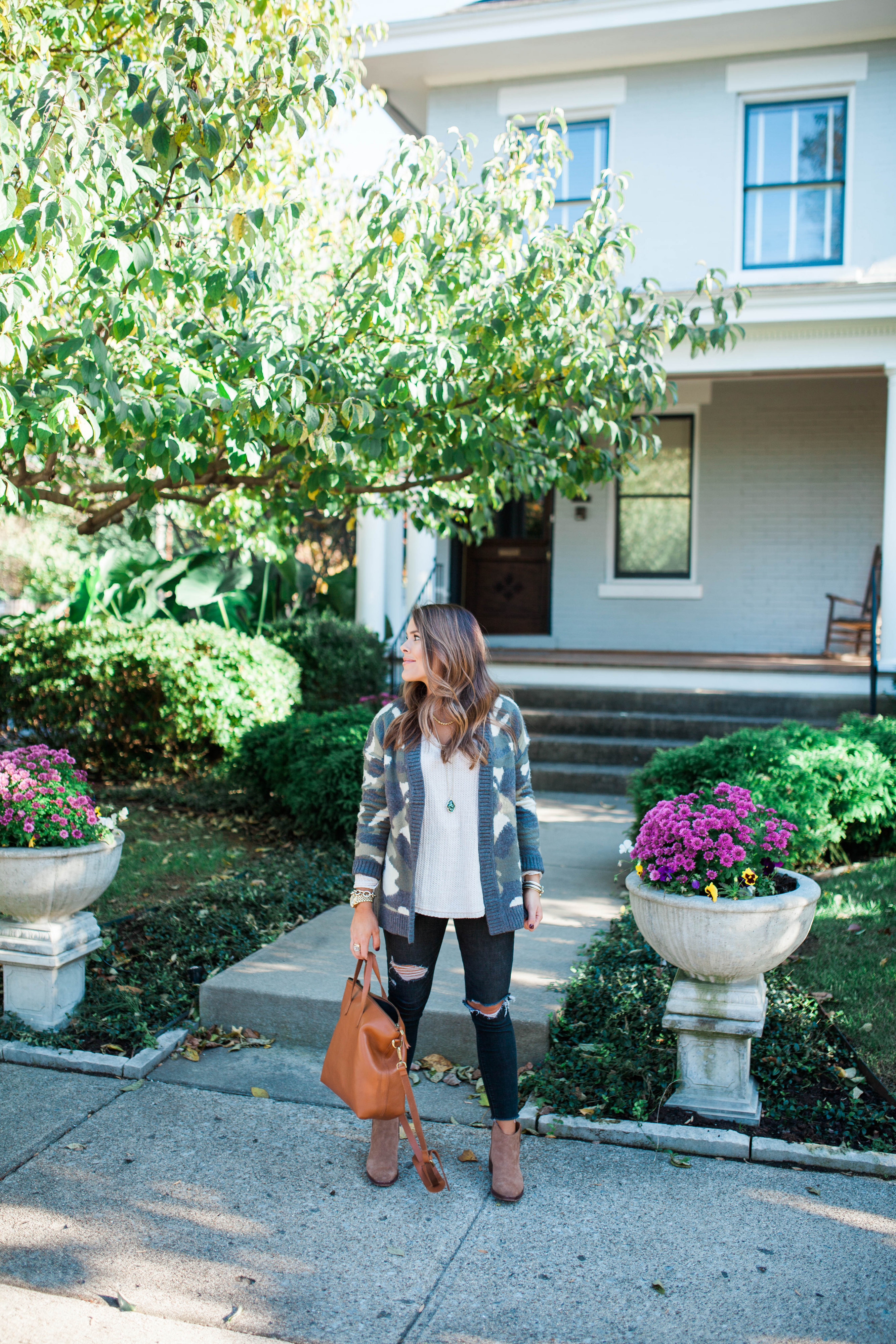 Camo cardigan / casual fall outfit / target style 