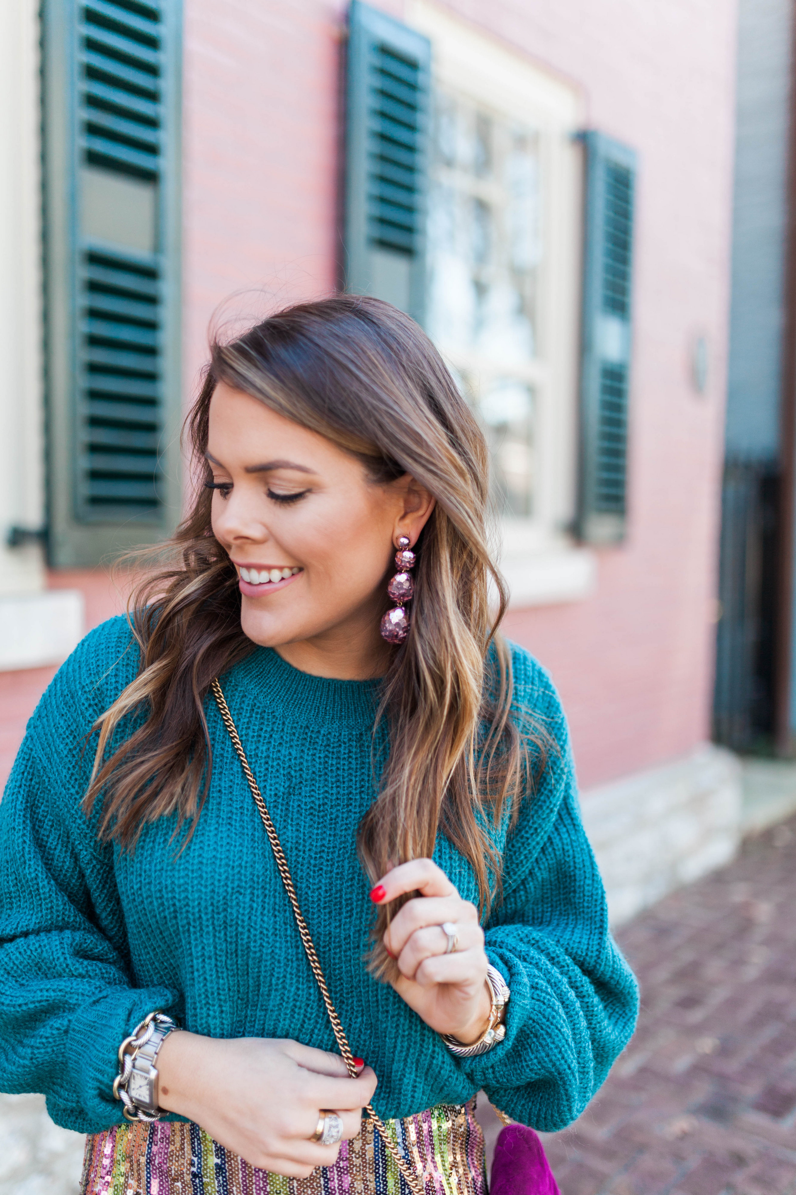 Holiday Outfit Idea / NYE Outfit idea / Sequin Stripe Skirt