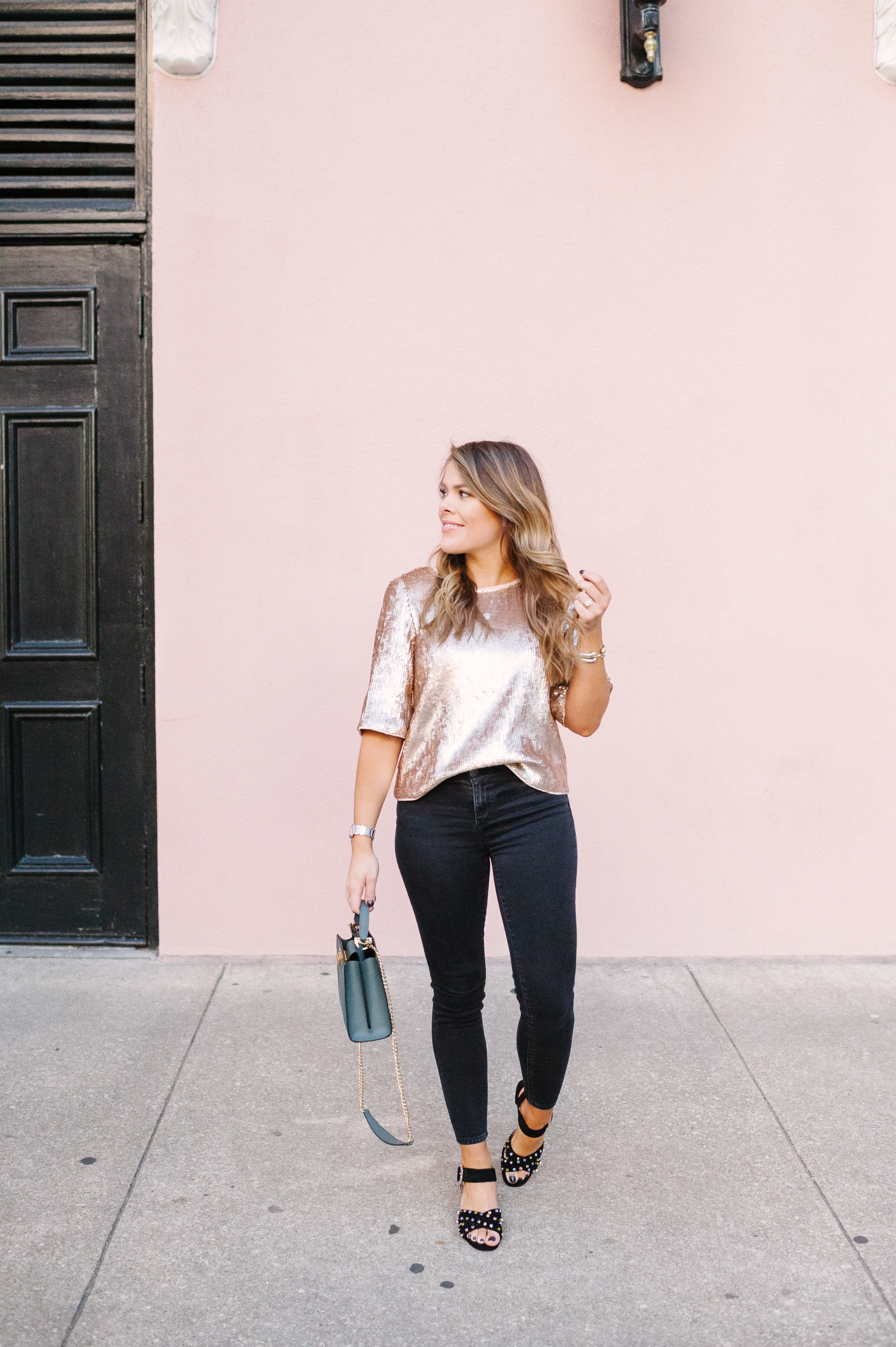 J Crew Sequin Top / Holiday Outfit Idea / Charleston, SC