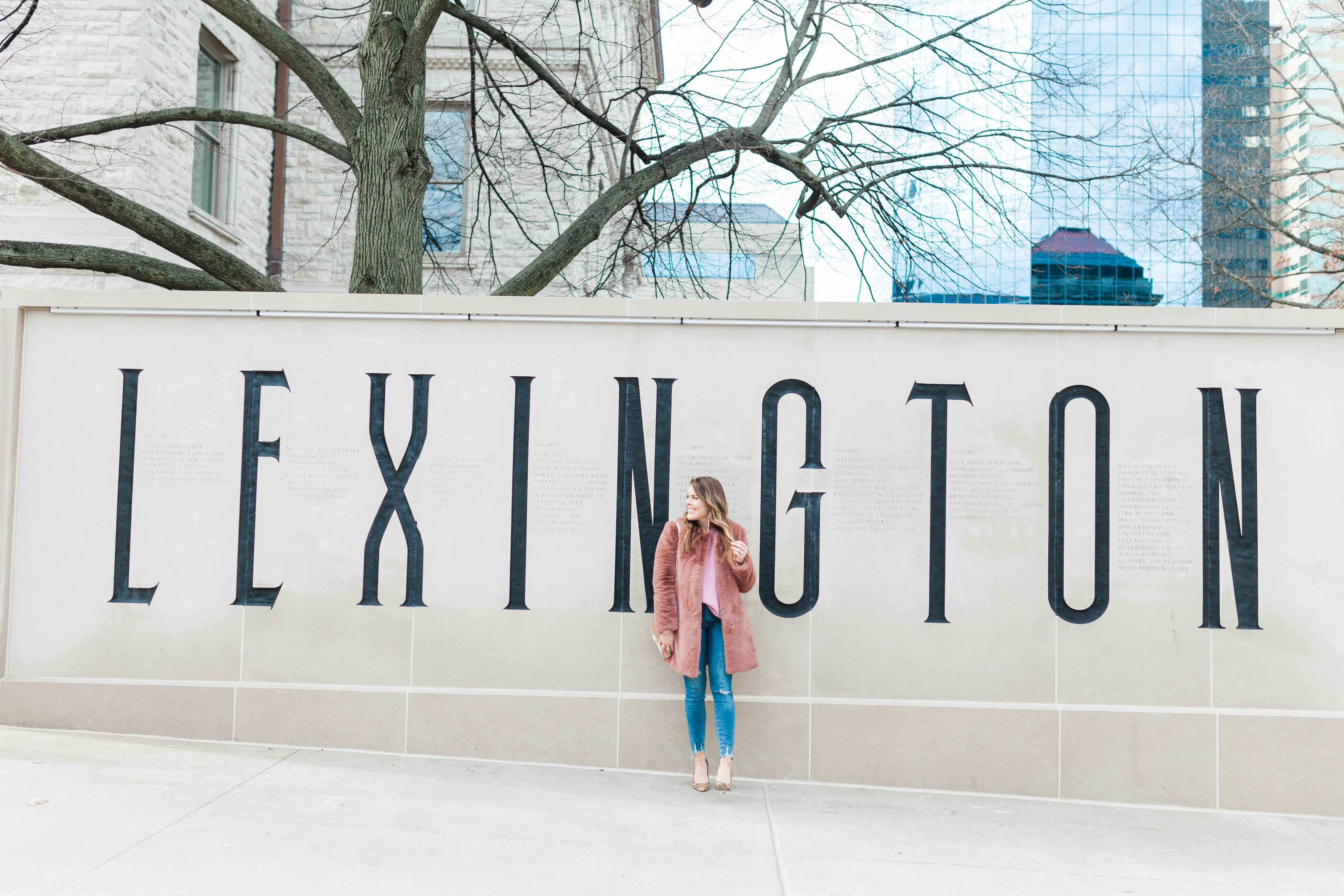 Faux Fur Pink Coat / Winter Outfit Idea