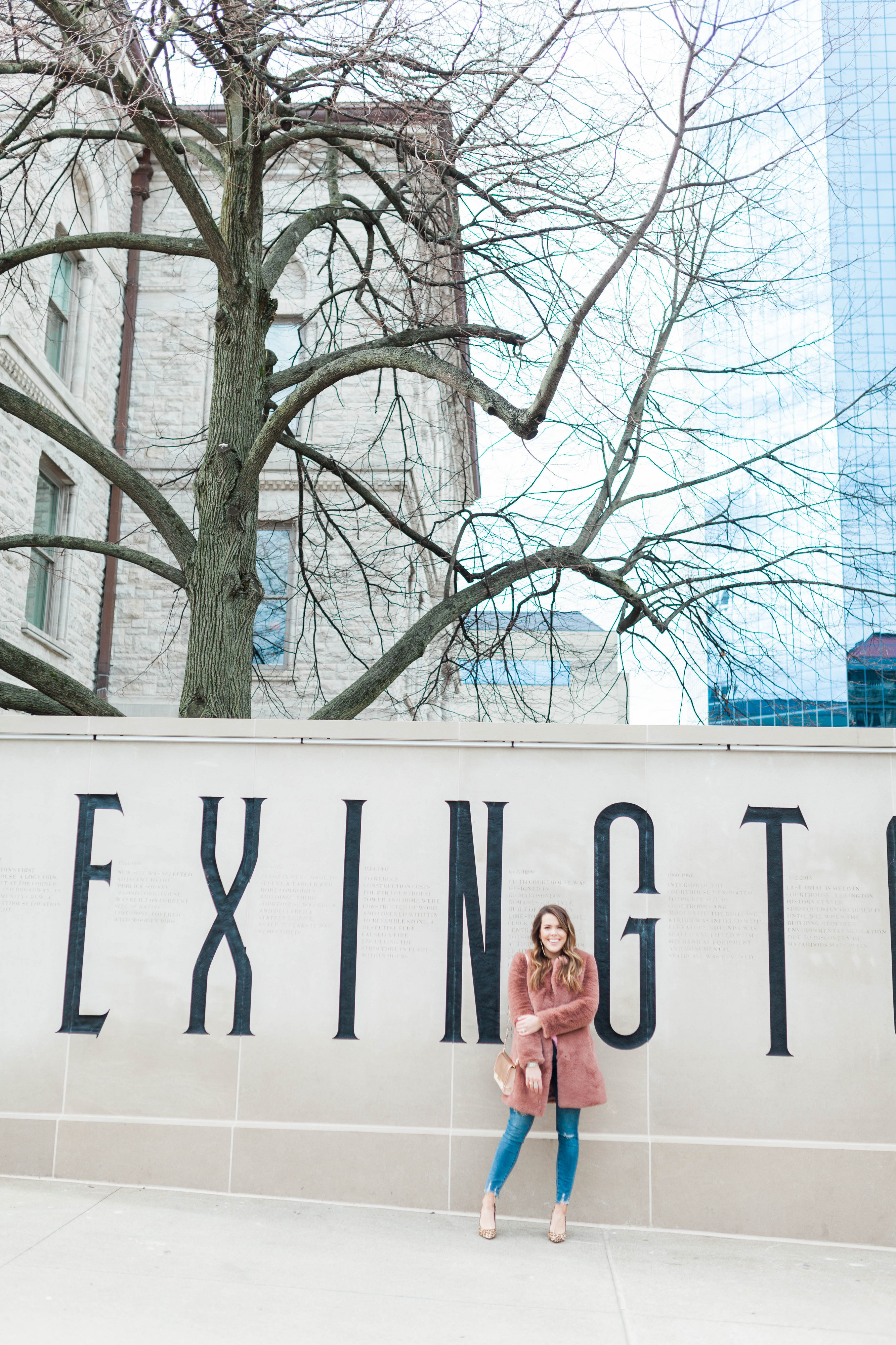 Faux Fur Pink Coat / Winter Outfit Idea