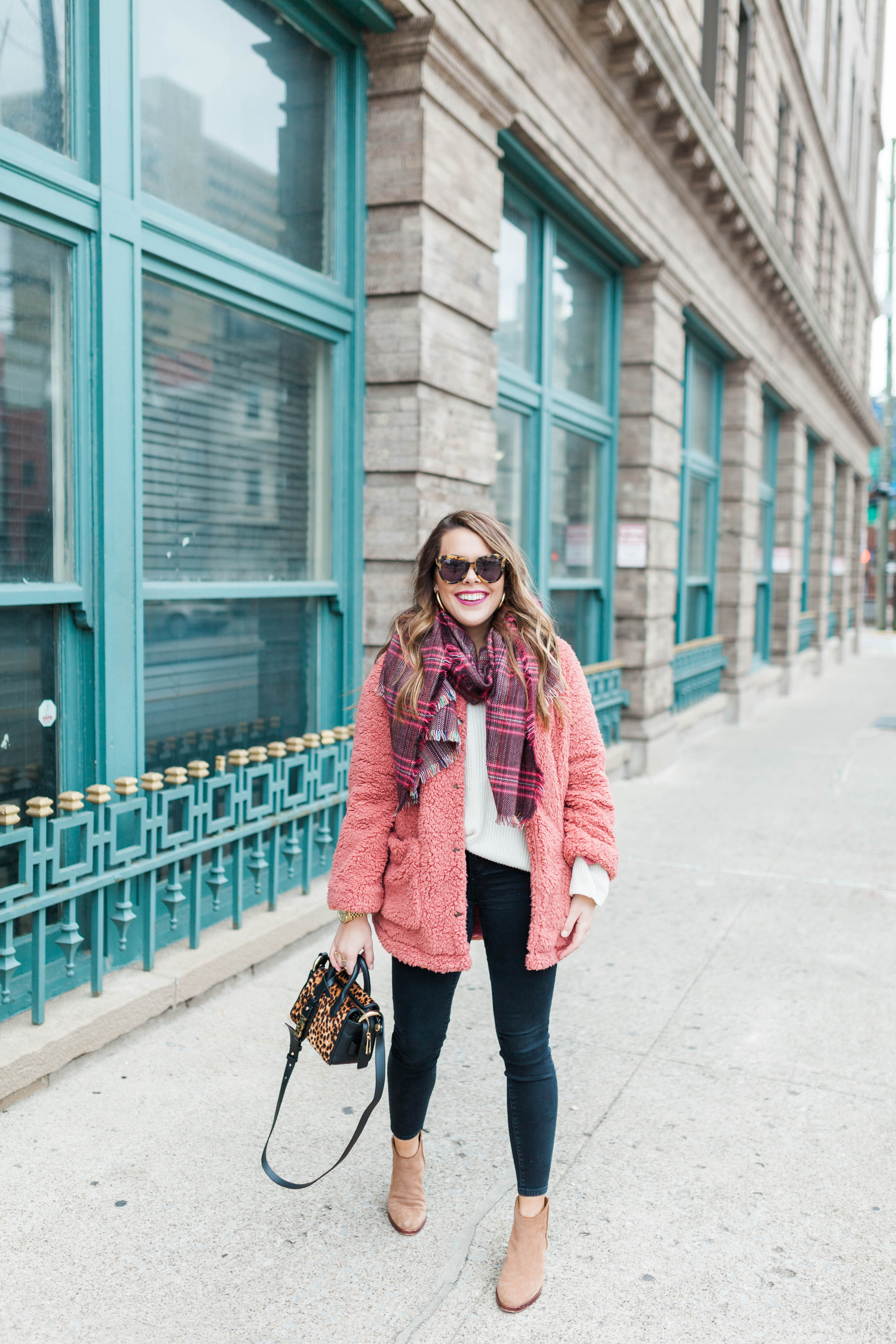 Pink Teddy Coat / Winter Outfit
