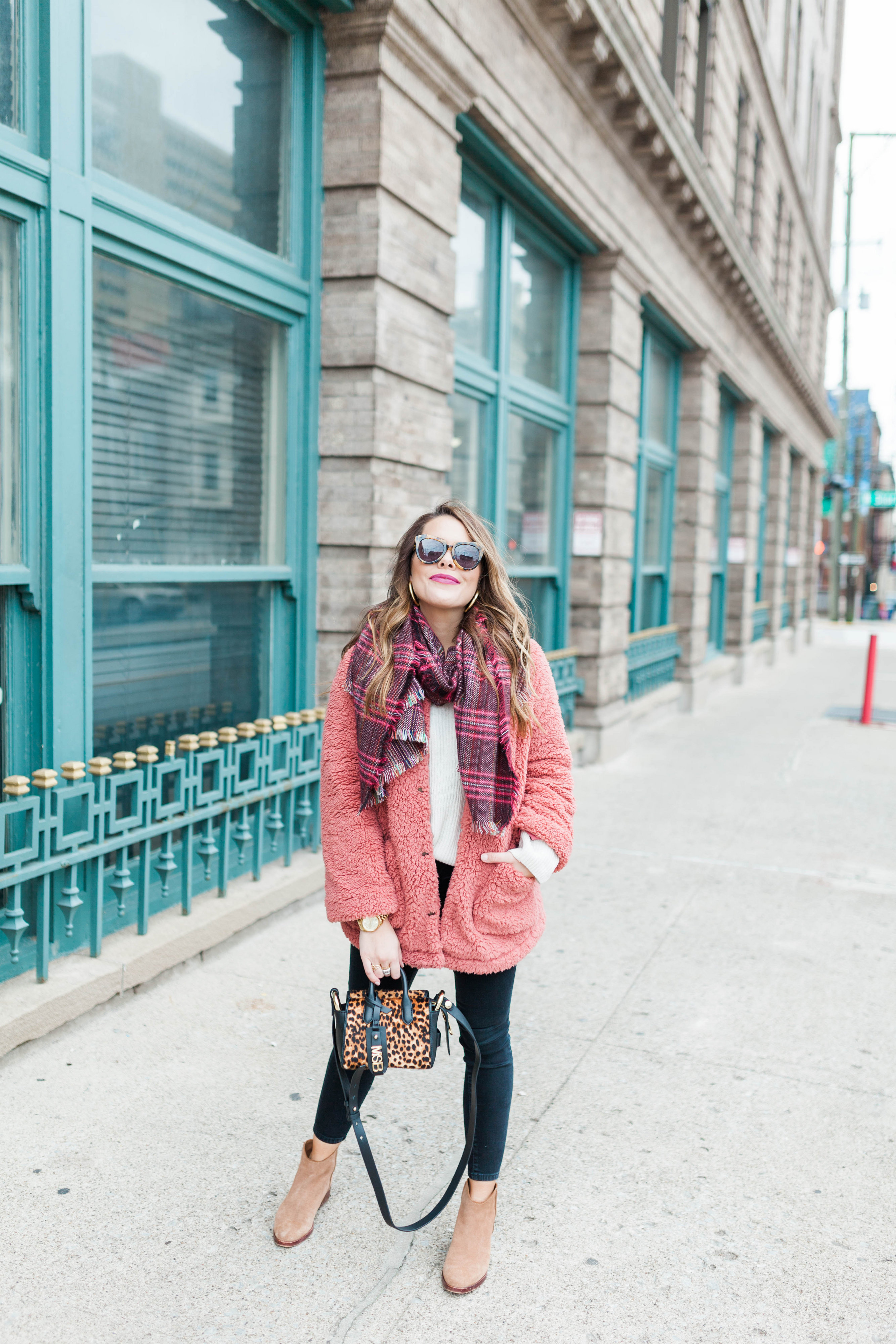 Pink Teddy Coat / Winter Outfit