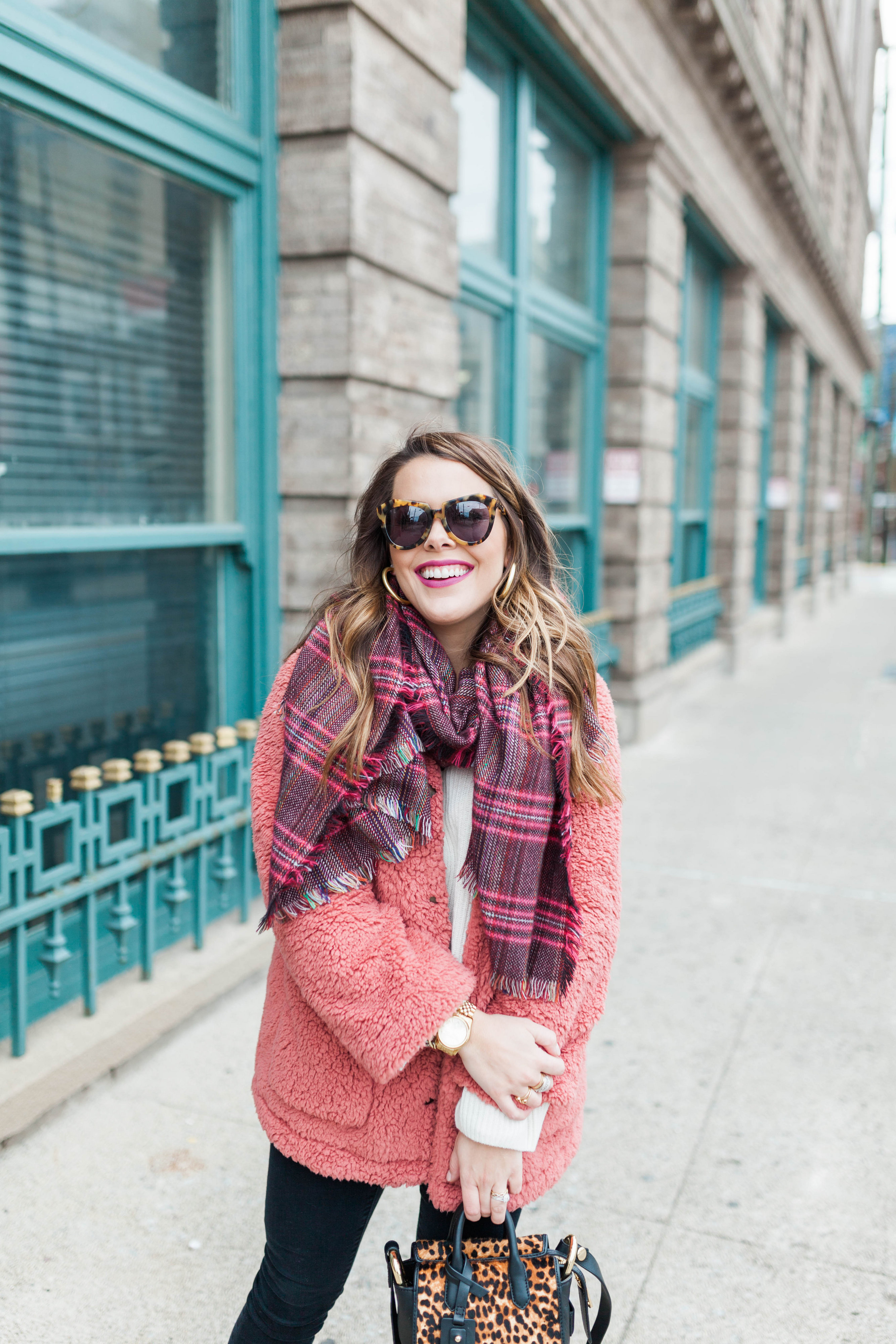 Pink Teddy Coat / Winter Outfit