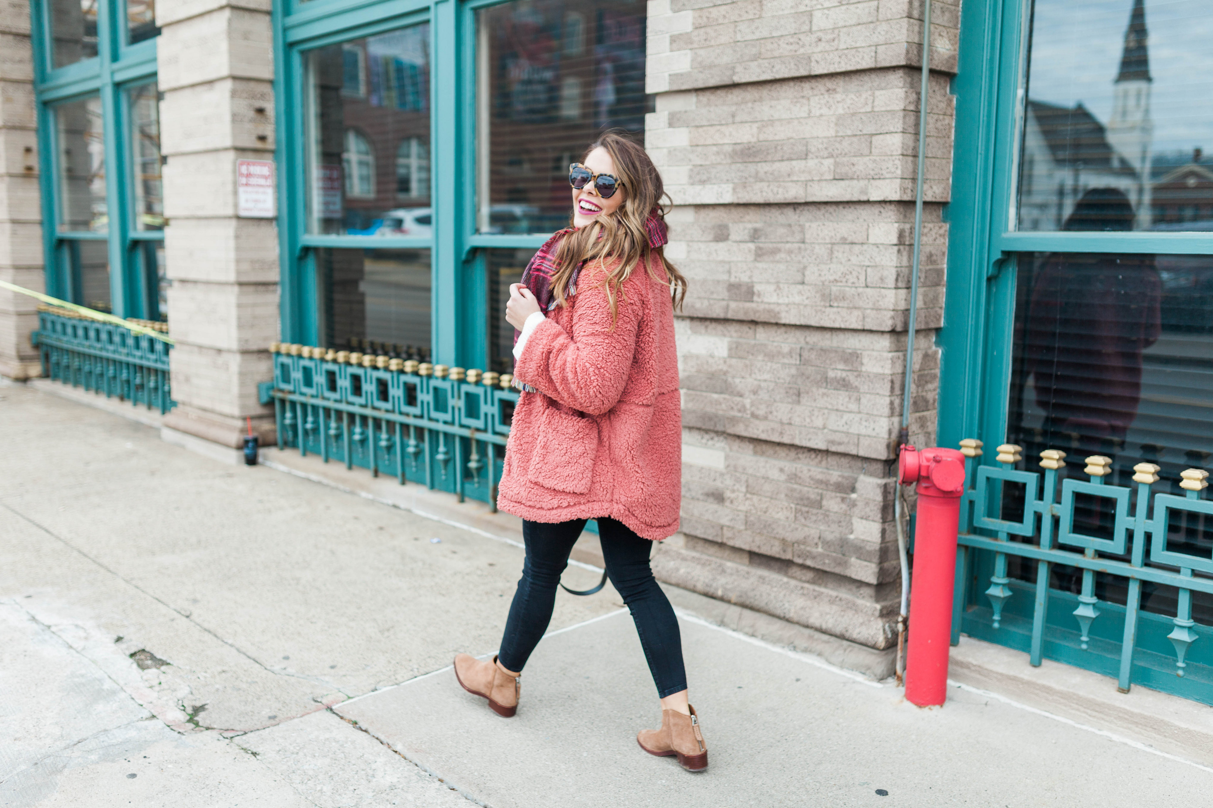 Pink Teddy Coat / Winter Outfit