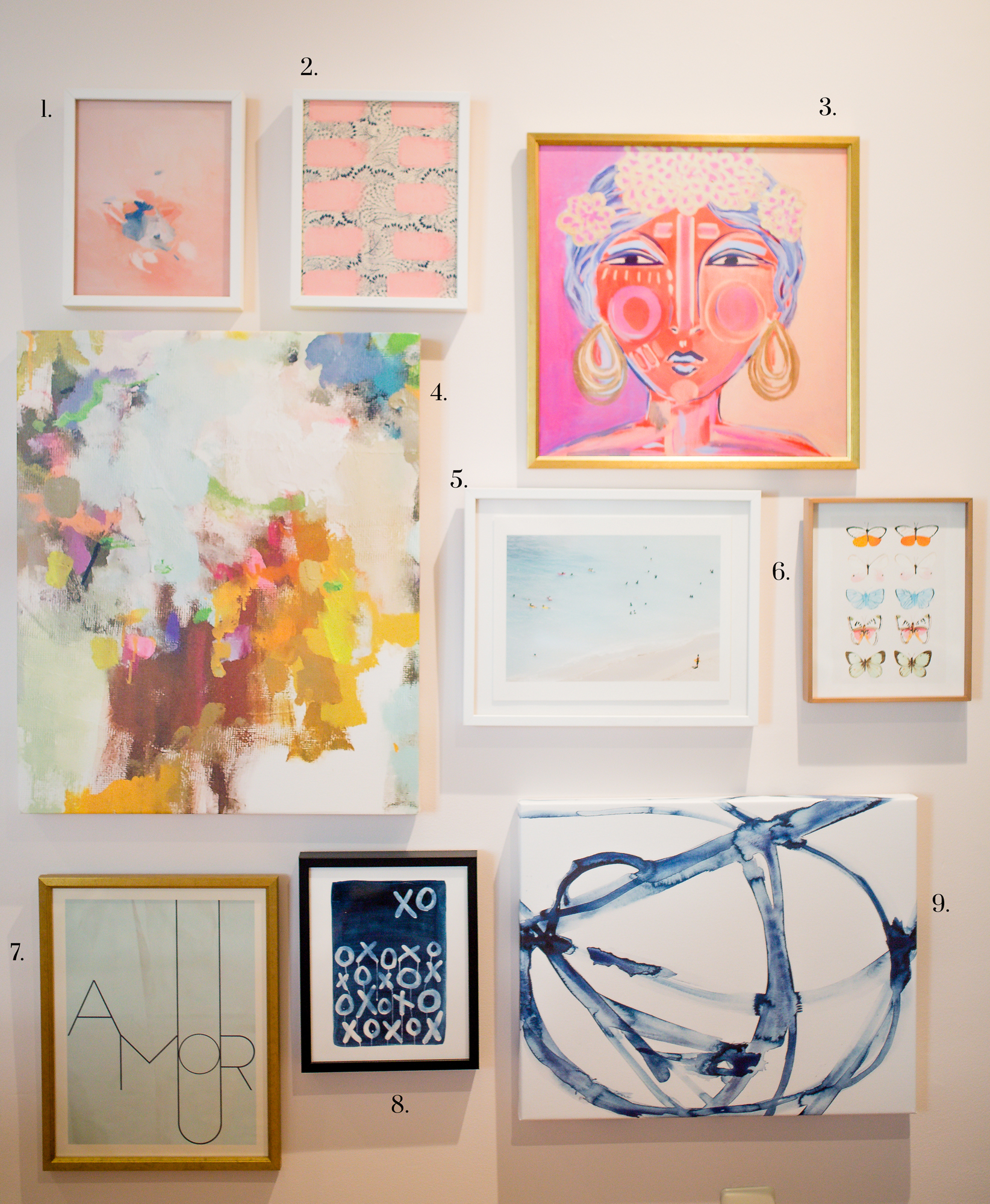 Feminine Colorful Gallery Wall / Office Inspo