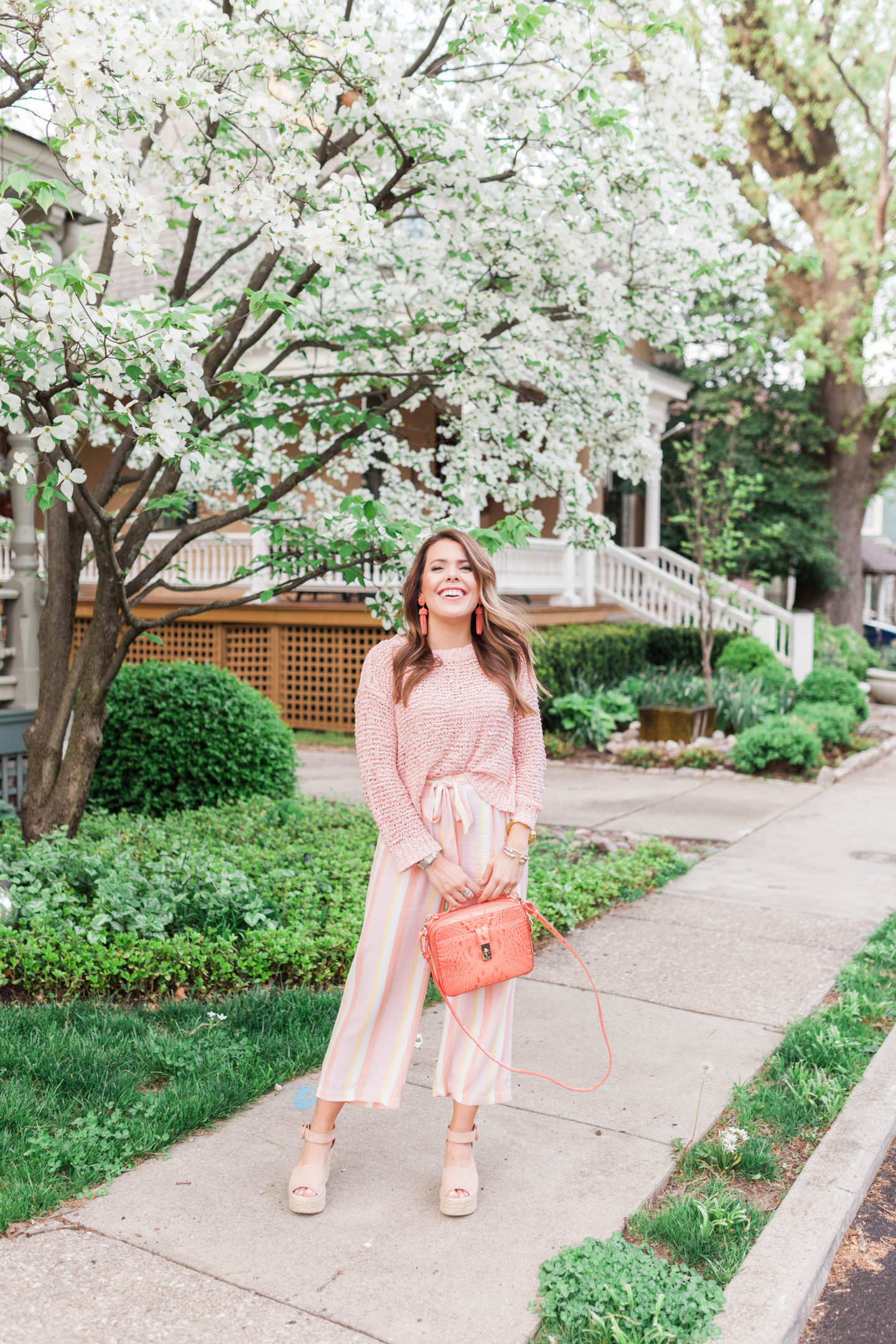 Pink Stripe Pants / Spring Outfit