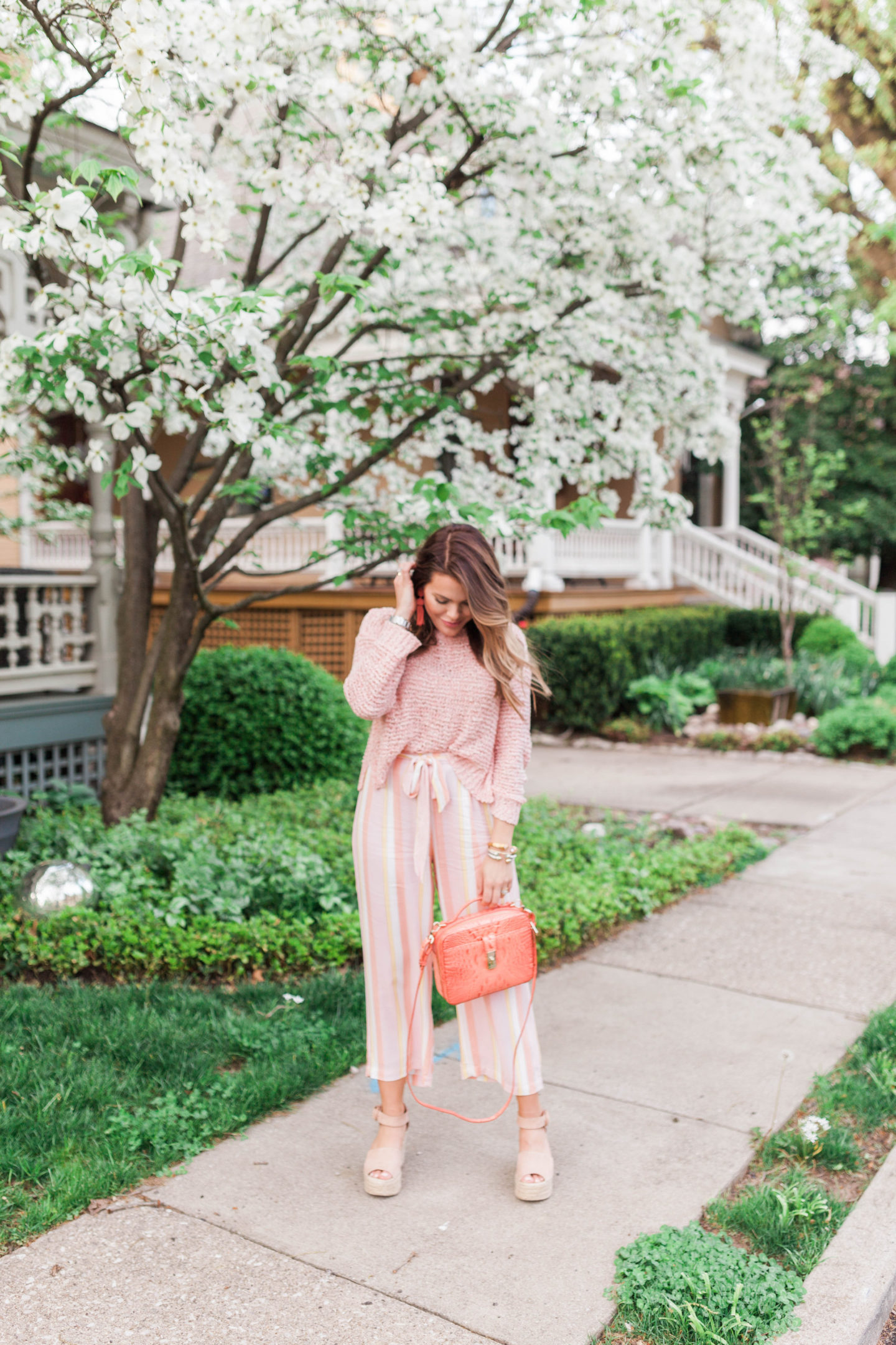 Pink Stripe Pants / Spring Outfit