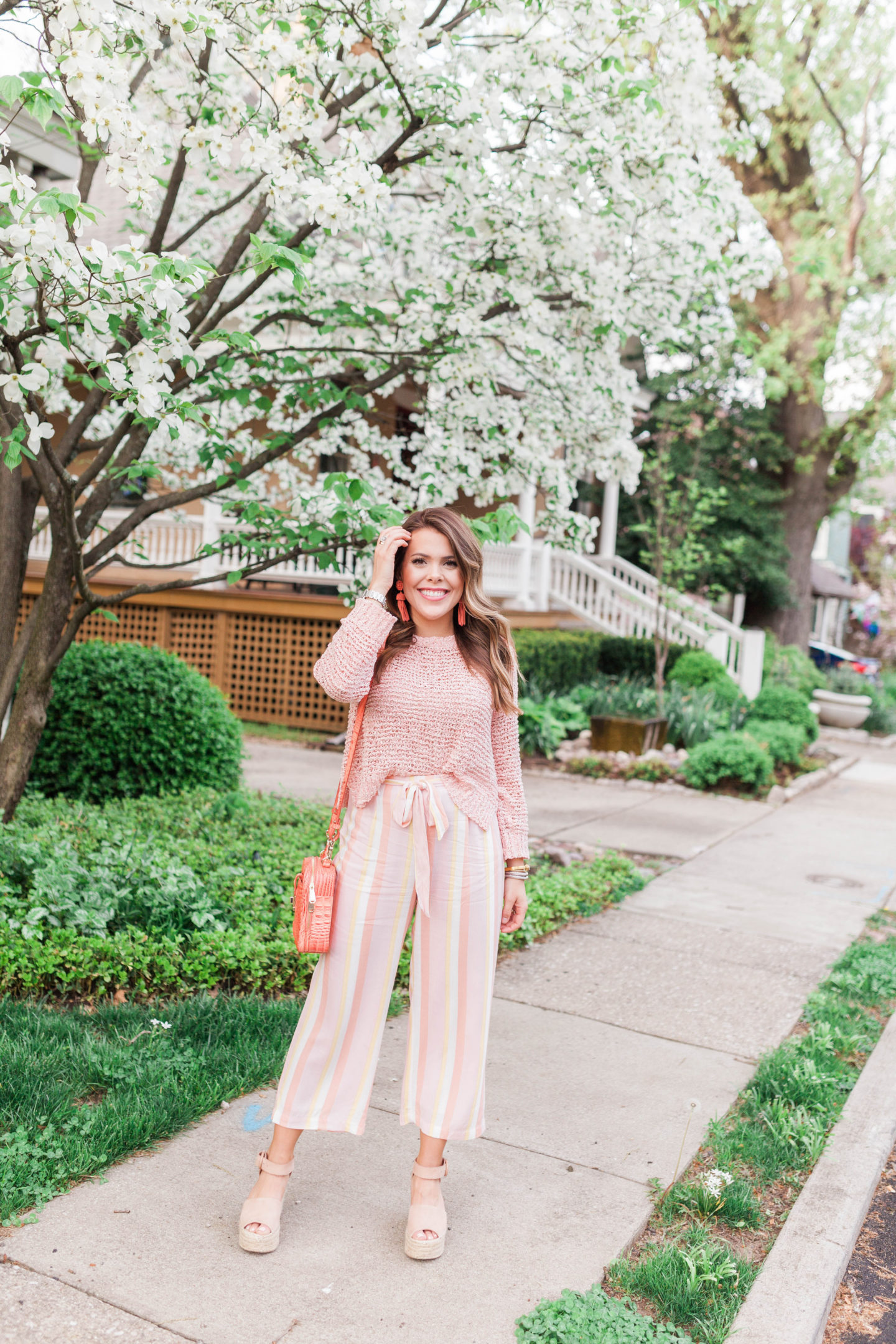 Pink Stripe Pants / Spring Outfit 