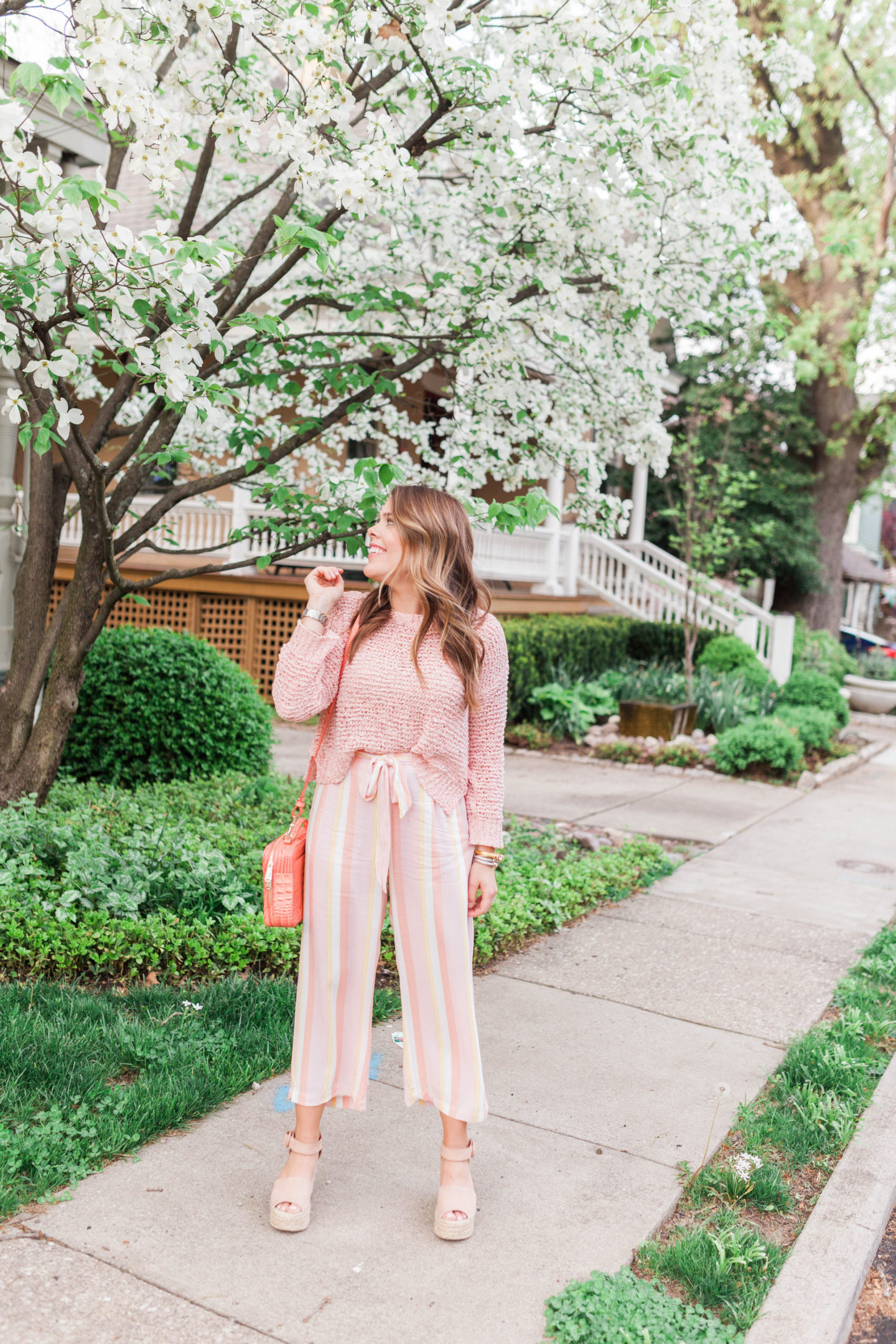 Pink Stripe Pants / Spring Outfit