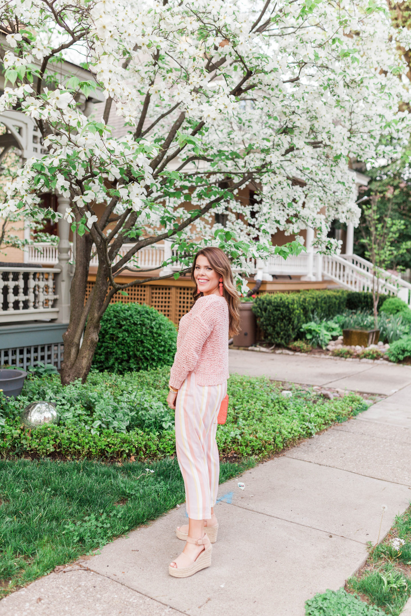 Pink Stripe Pants / Spring Outfit