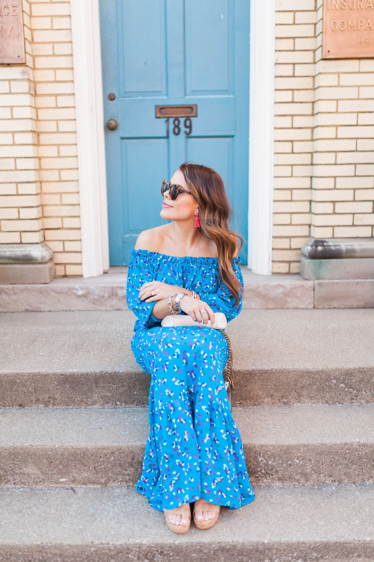 Off the shoulder maxi / floral maxi dress