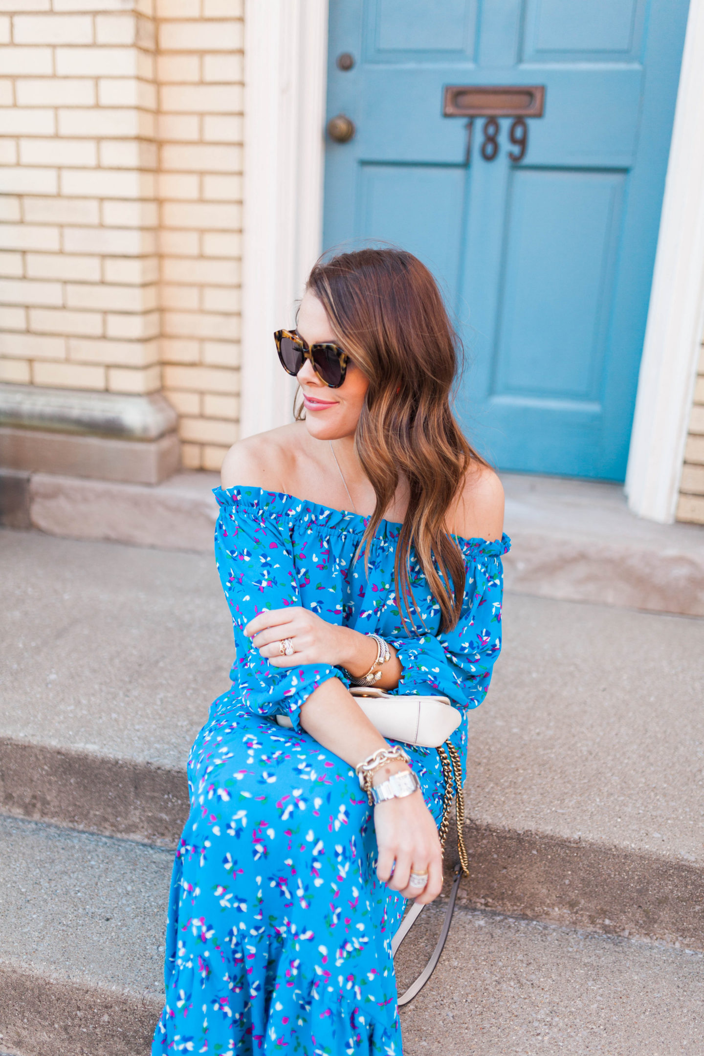 Off the shoulder maxi / floral maxi dress