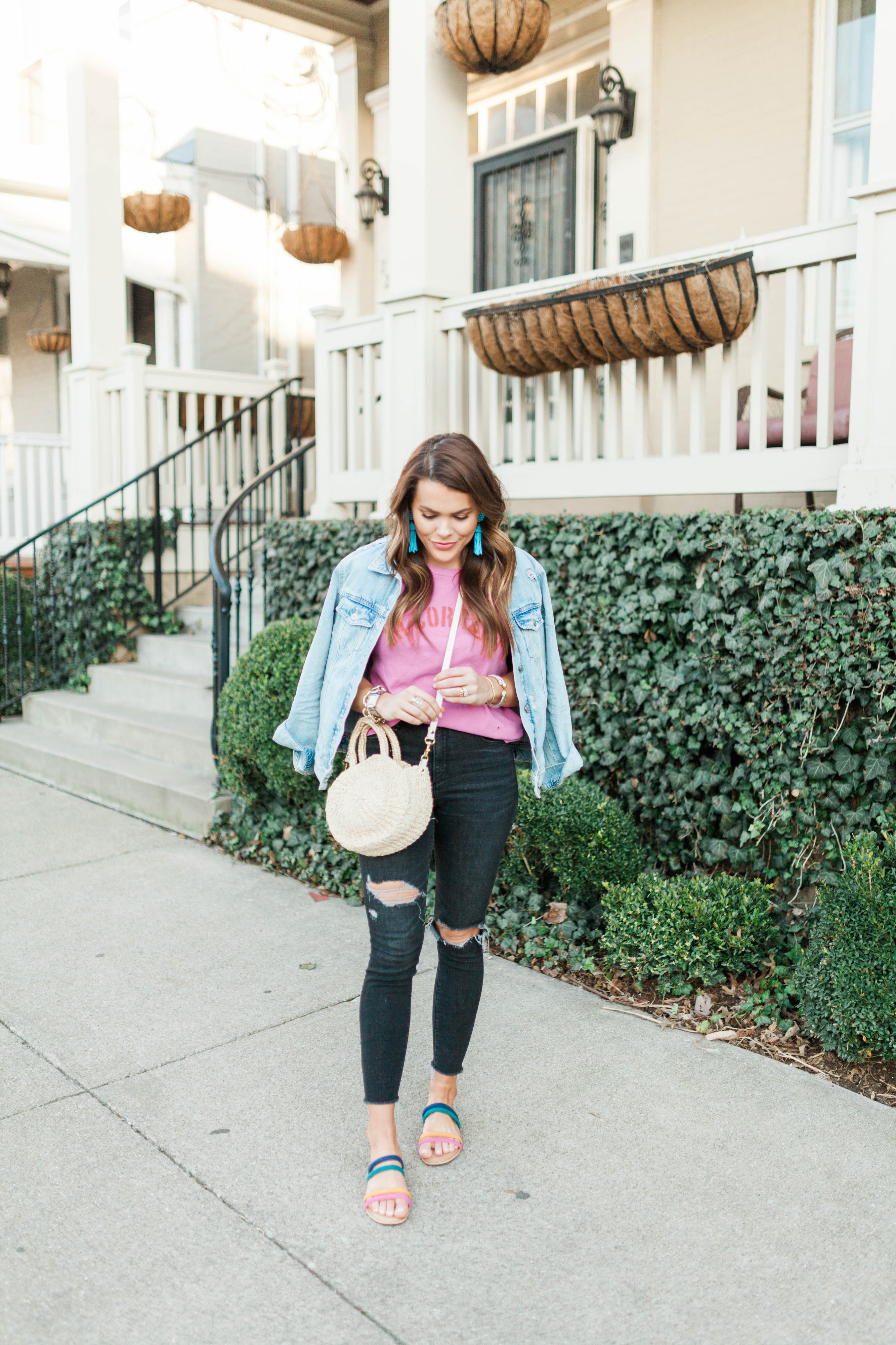 Denim on denim spring outfit idea