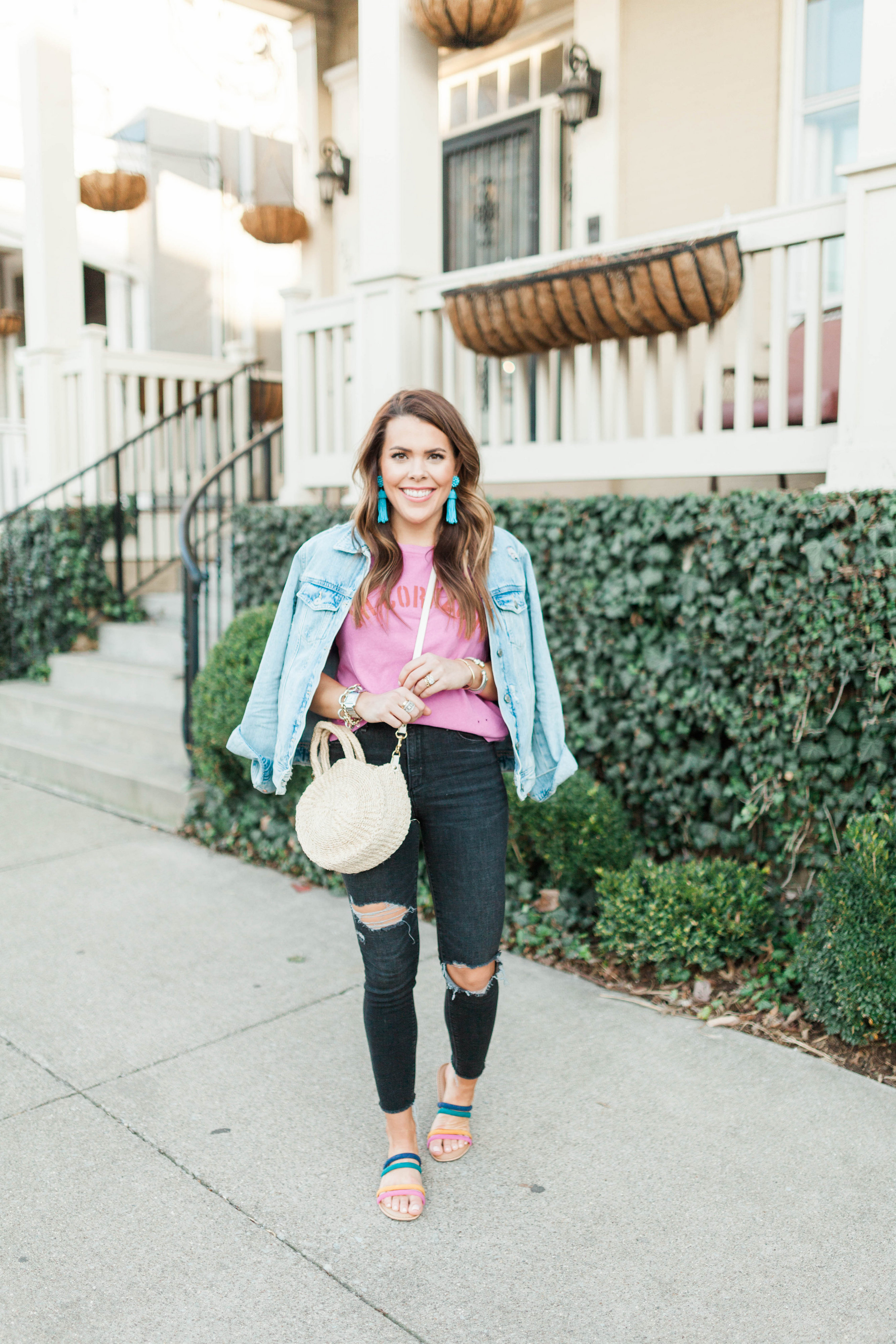 Denim on denim spring outfit idea