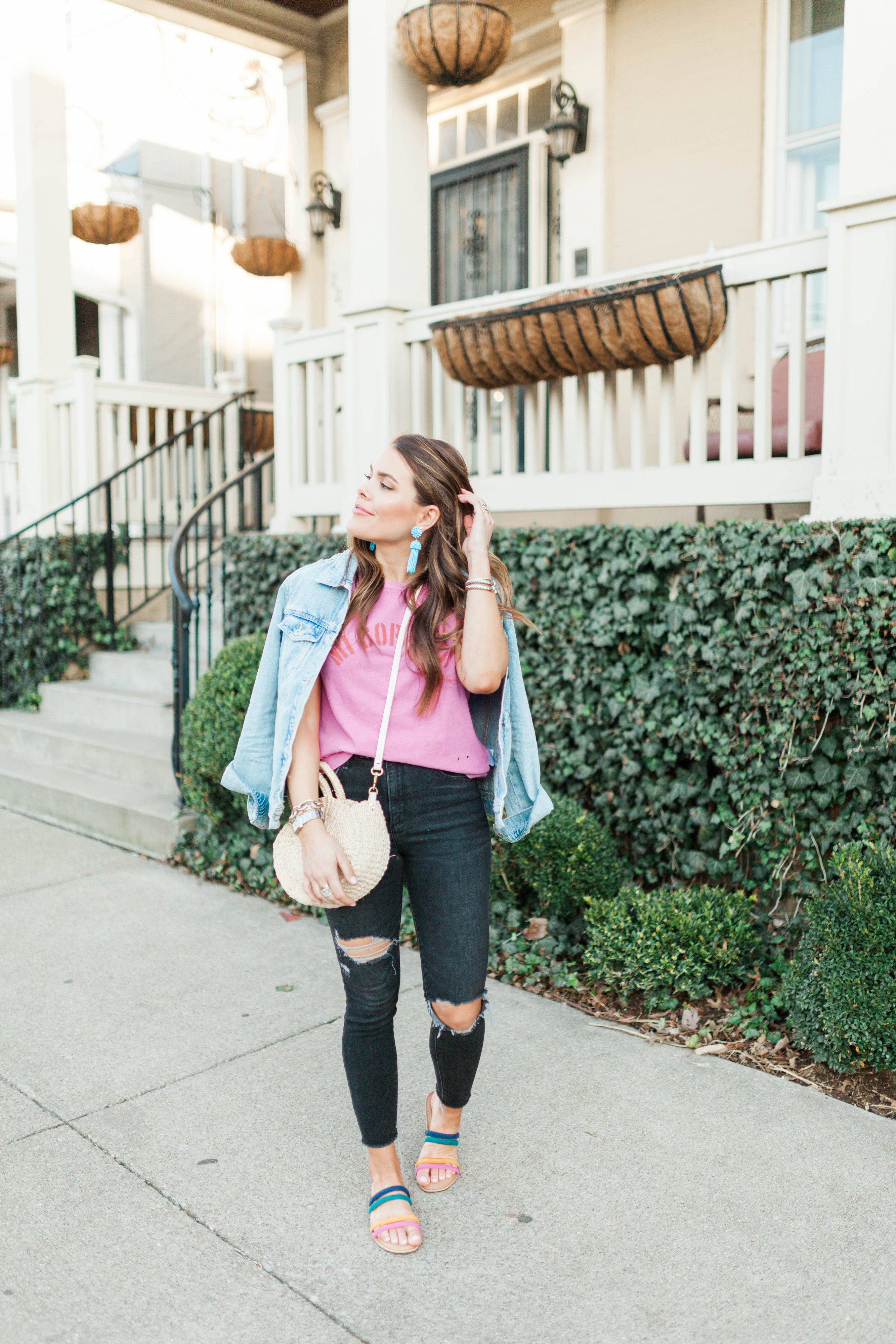 Denim on denim spring outfit idea