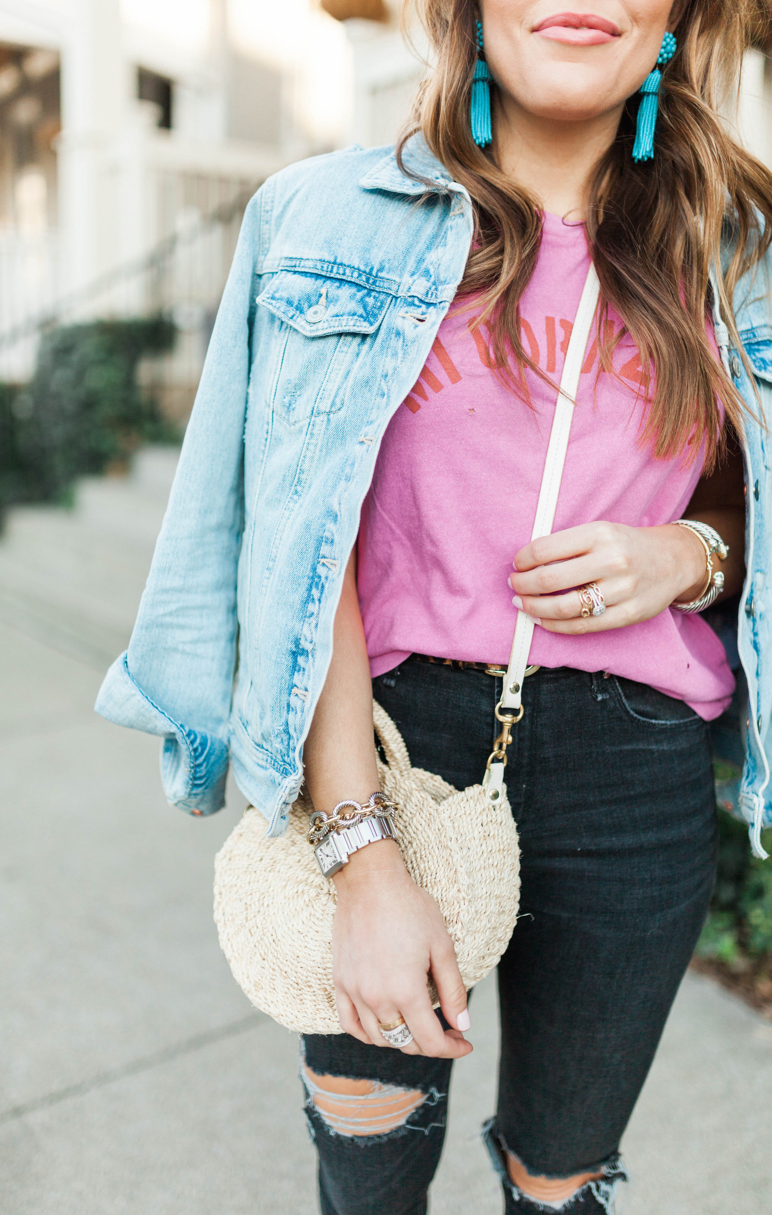 Denim on denim spring outfit idea