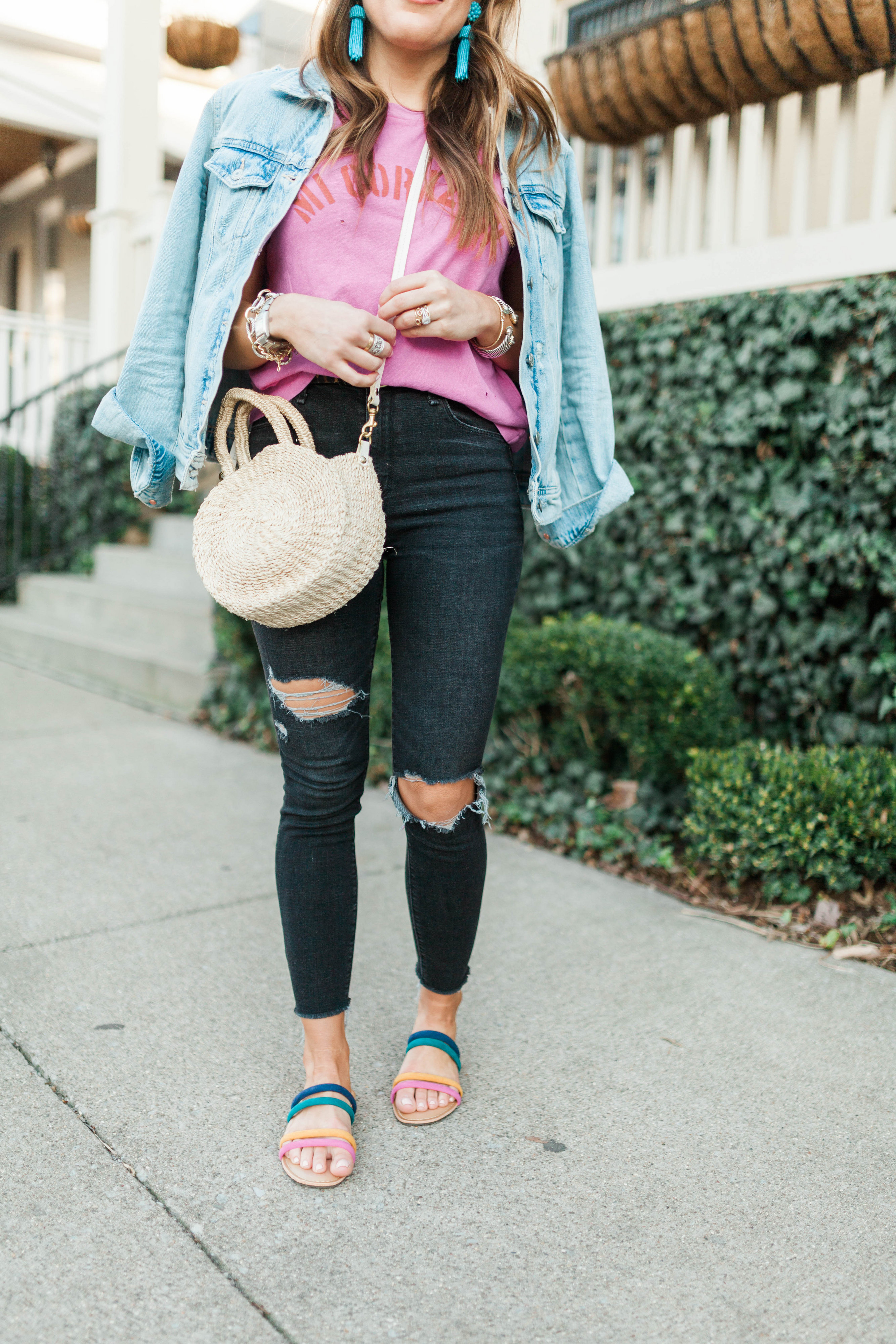 Denim on denim spring outfit idea