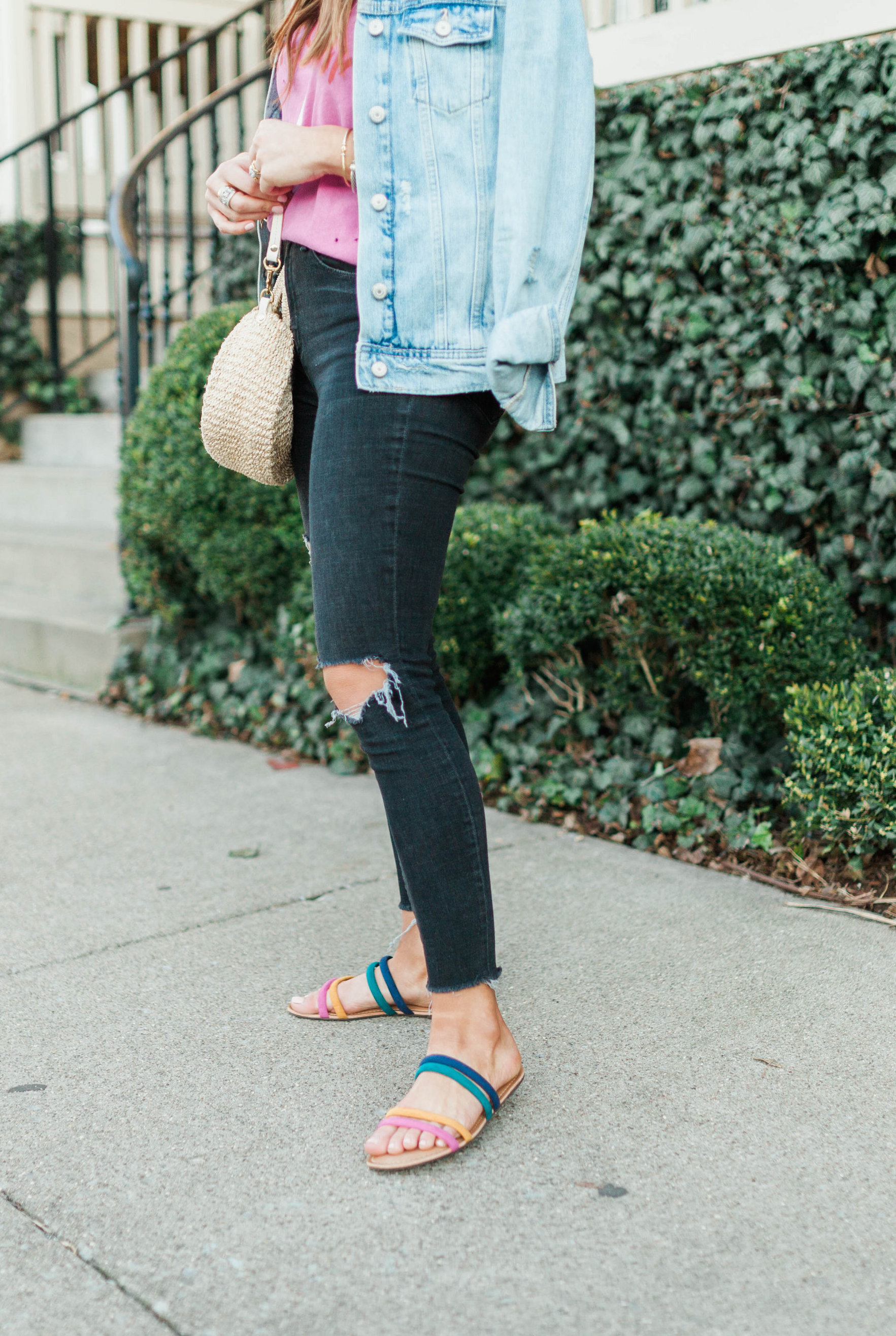 Denim on denim spring outfit idea