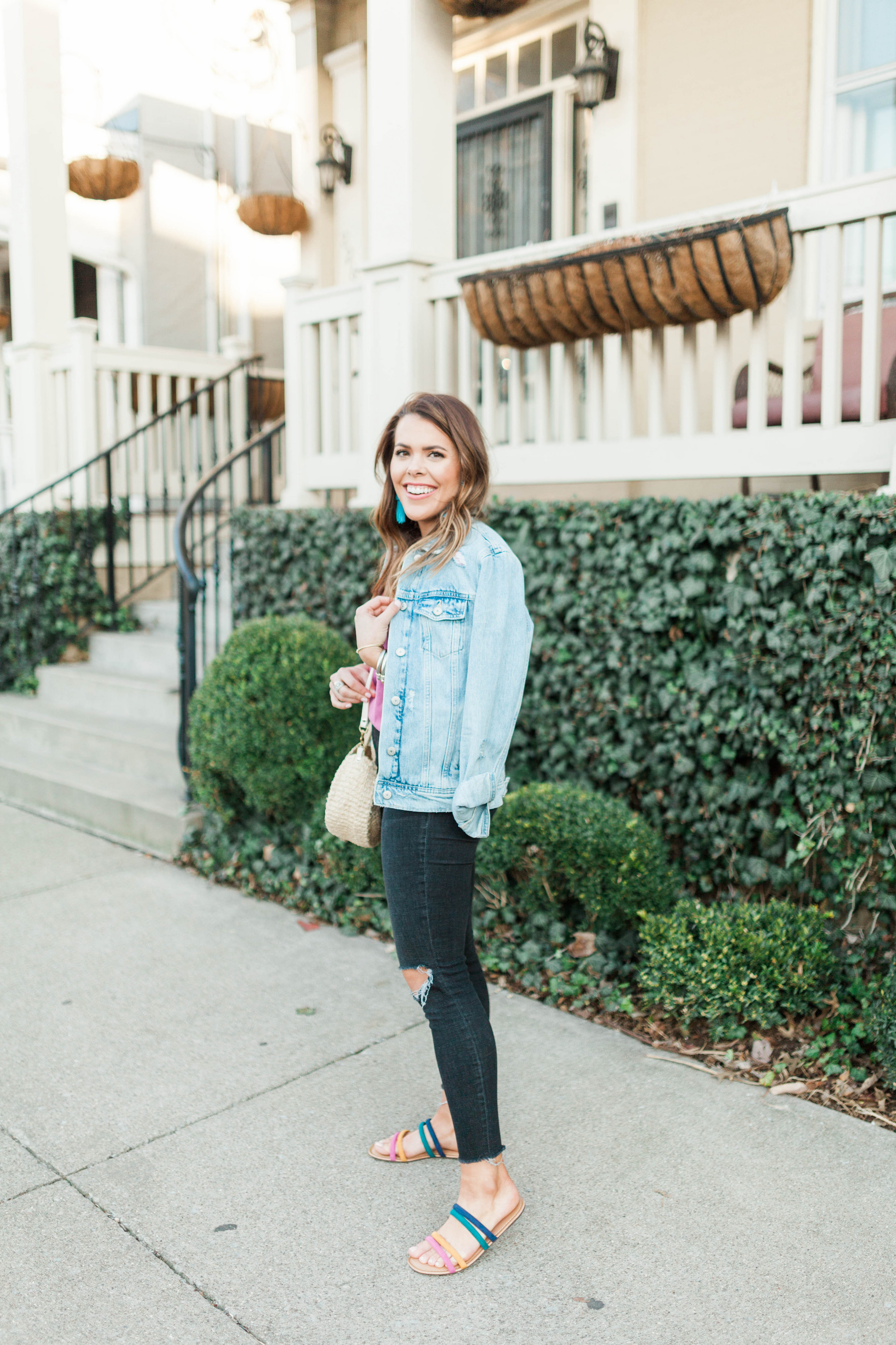 Denim on denim spring outfit idea