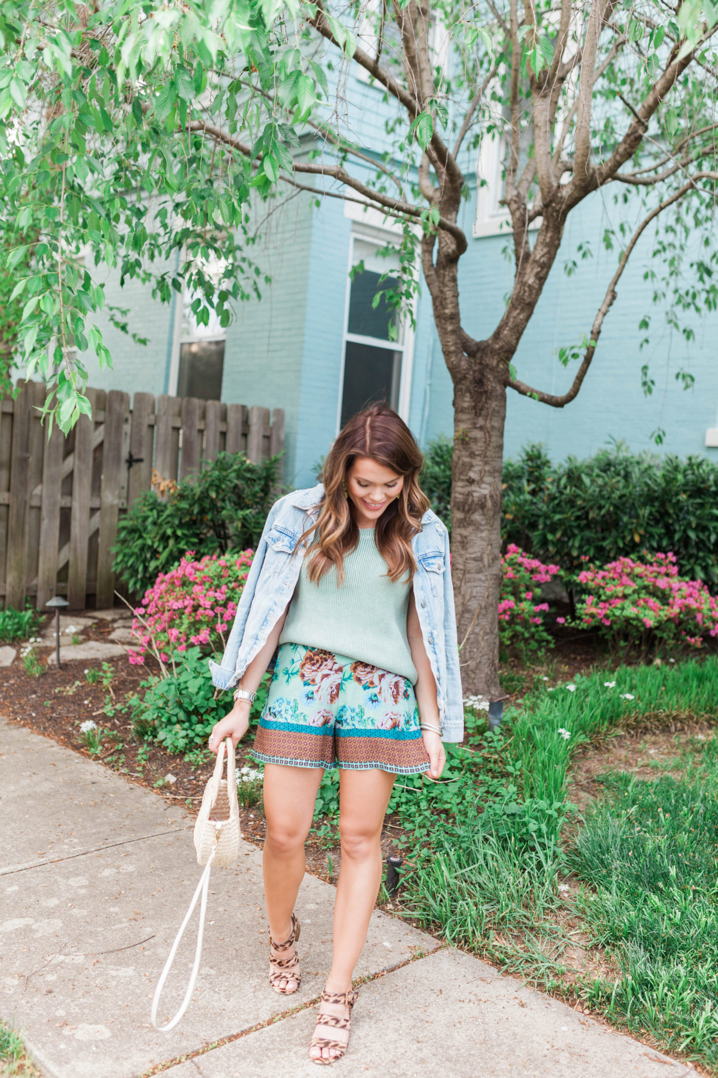 Blue Floral Shorts