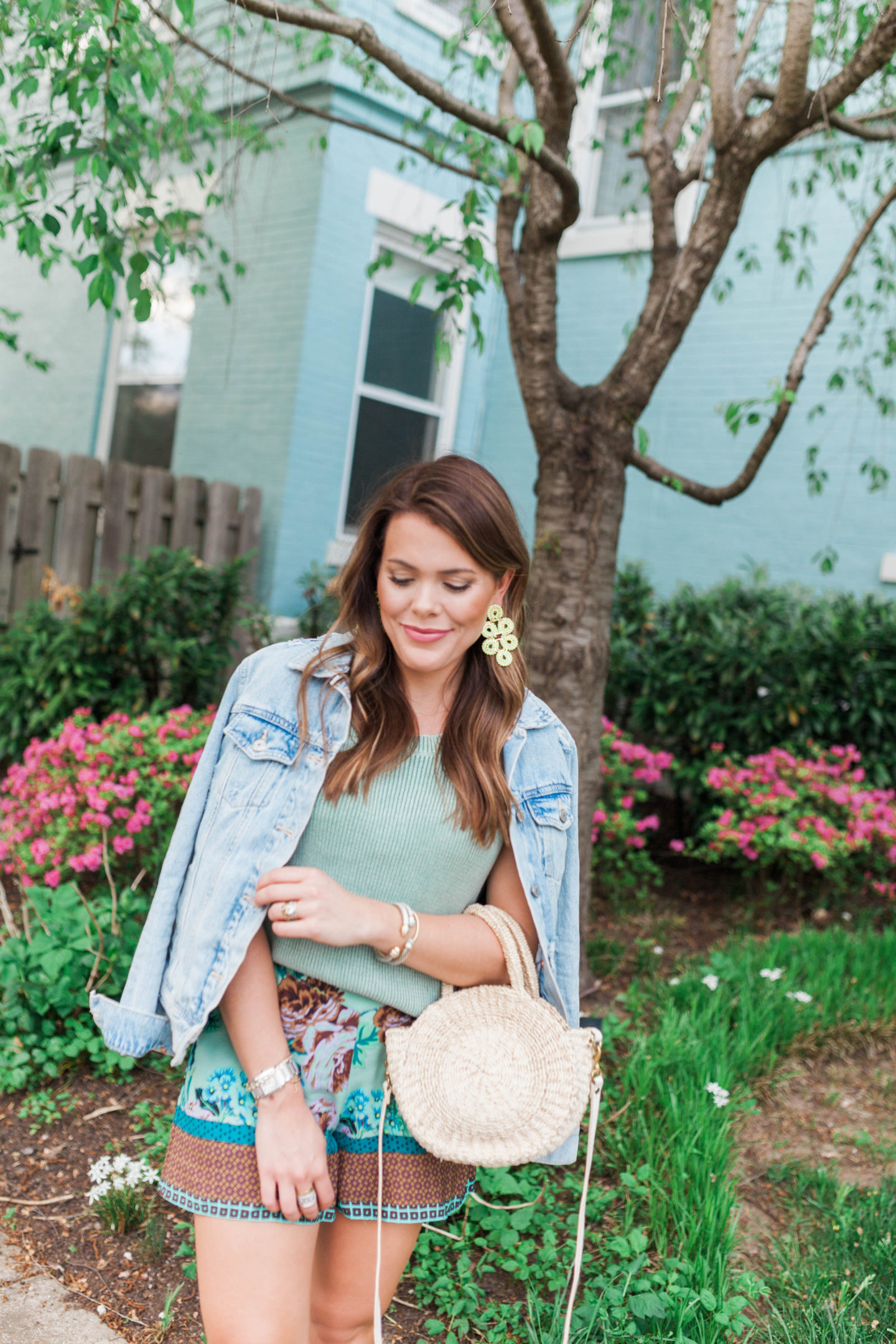 Blue Floral Shorts