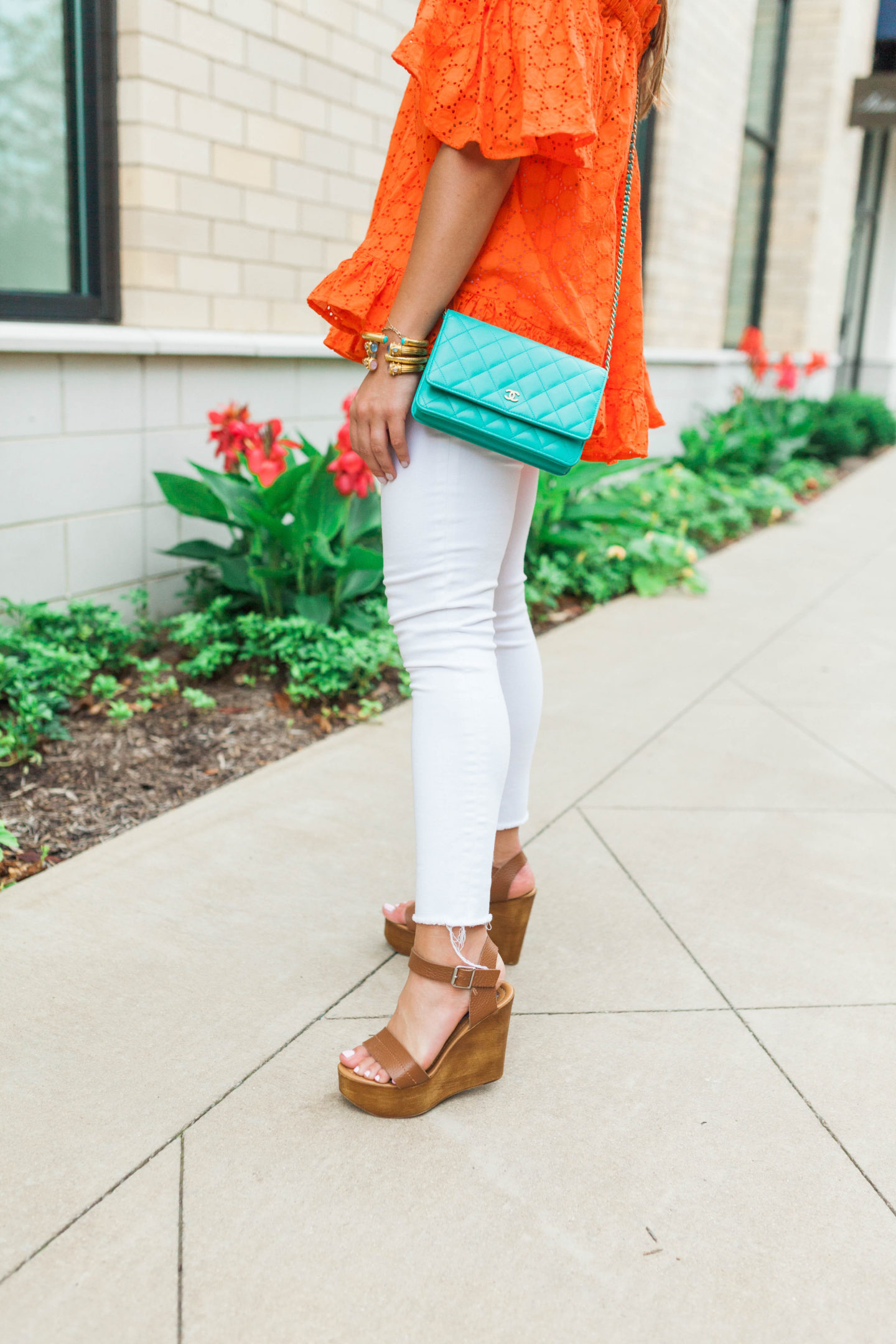 Eyelet Off the Shoulder Top - Glitter & Gingham