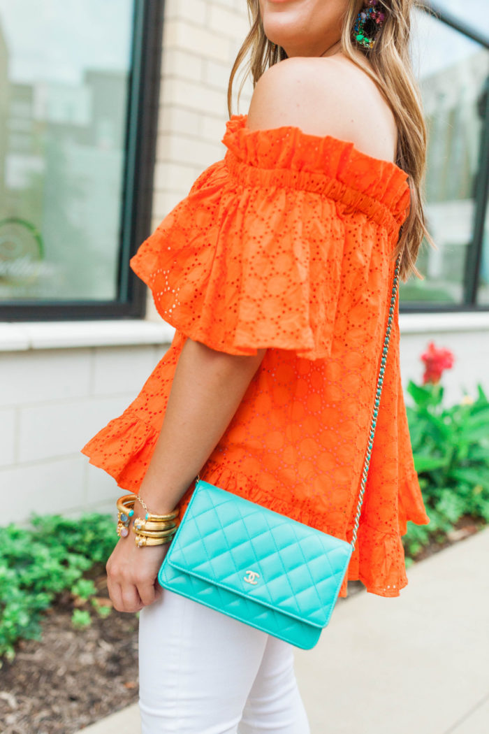 Eyelet Off the Shoulder Top