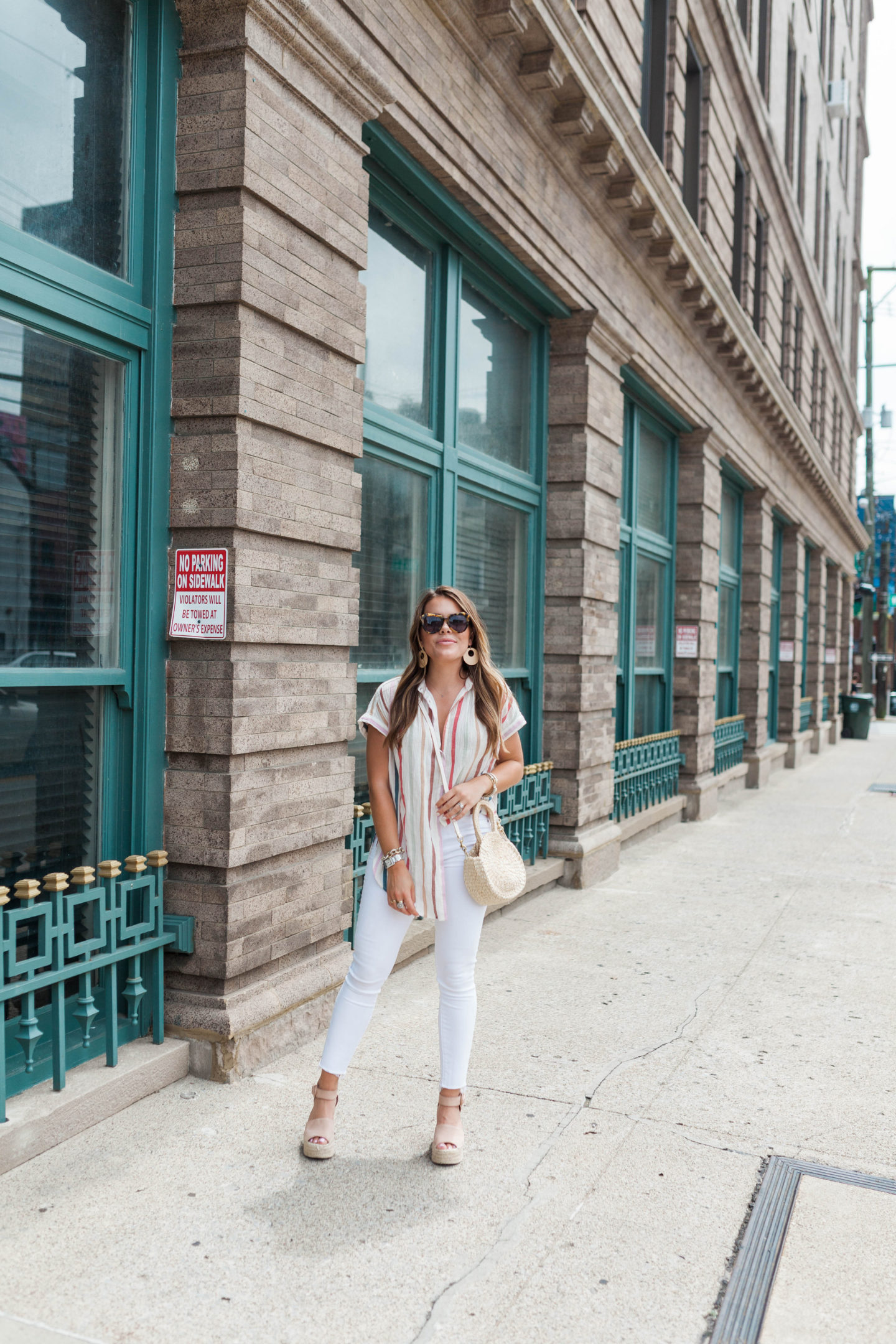 White Jeans / Striped Tunic