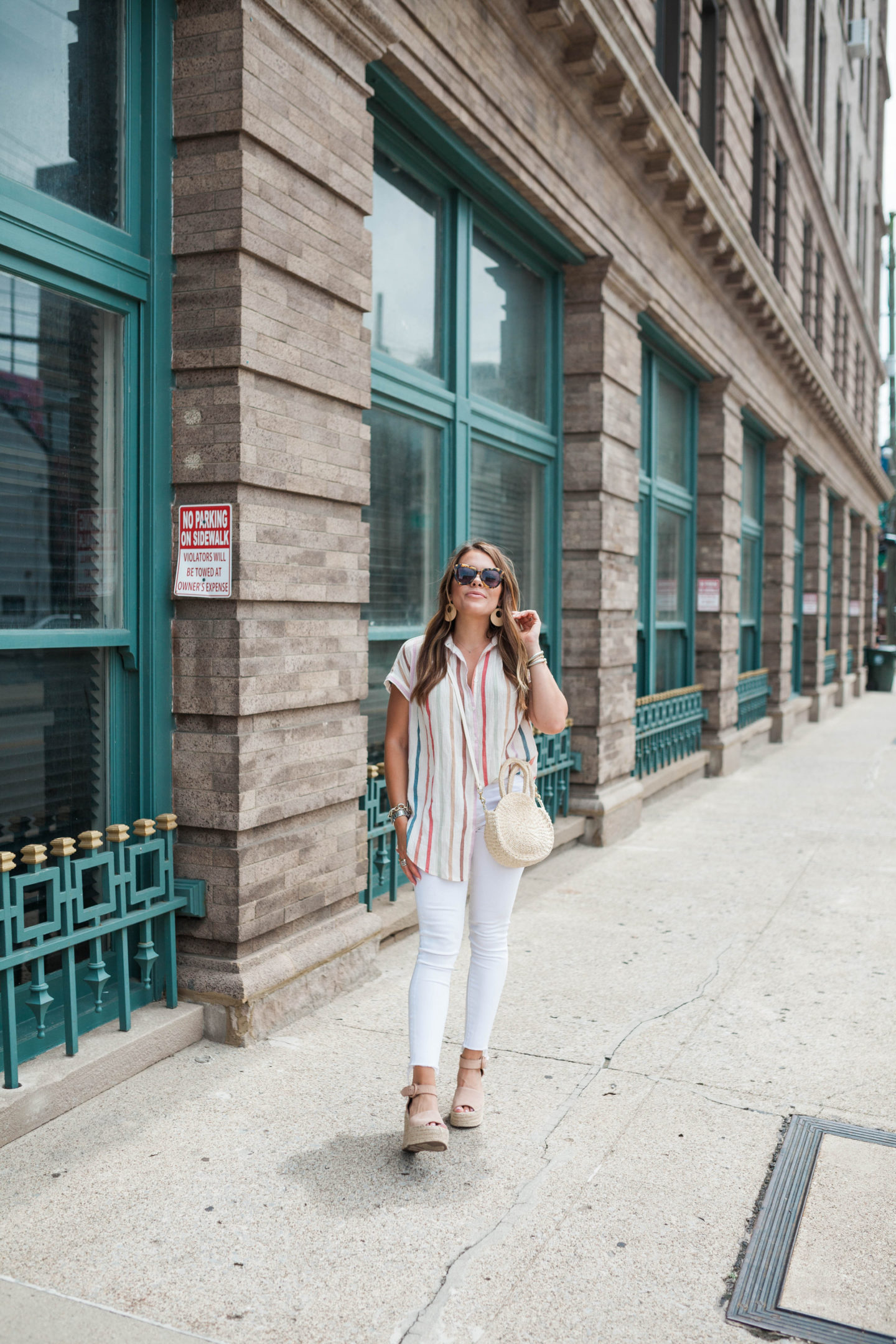 White Jeans / Striped Tunic