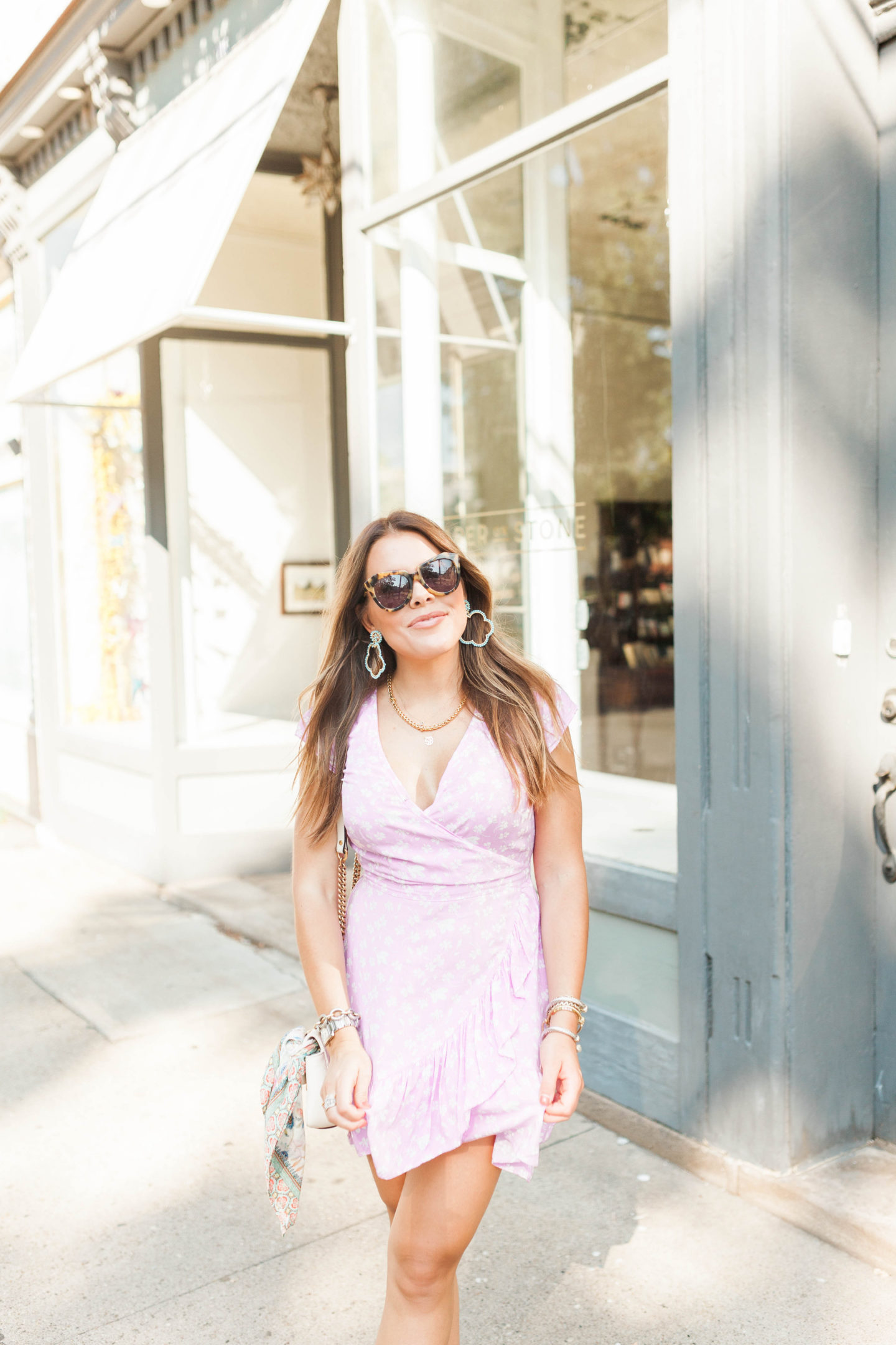 Purple wrap dress