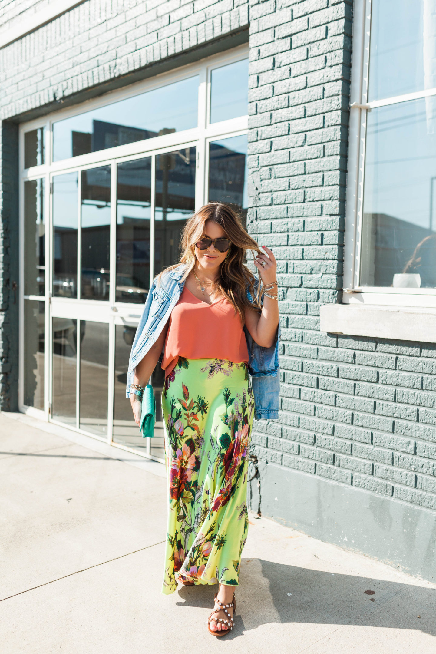 Green Floral Maxi Skirt