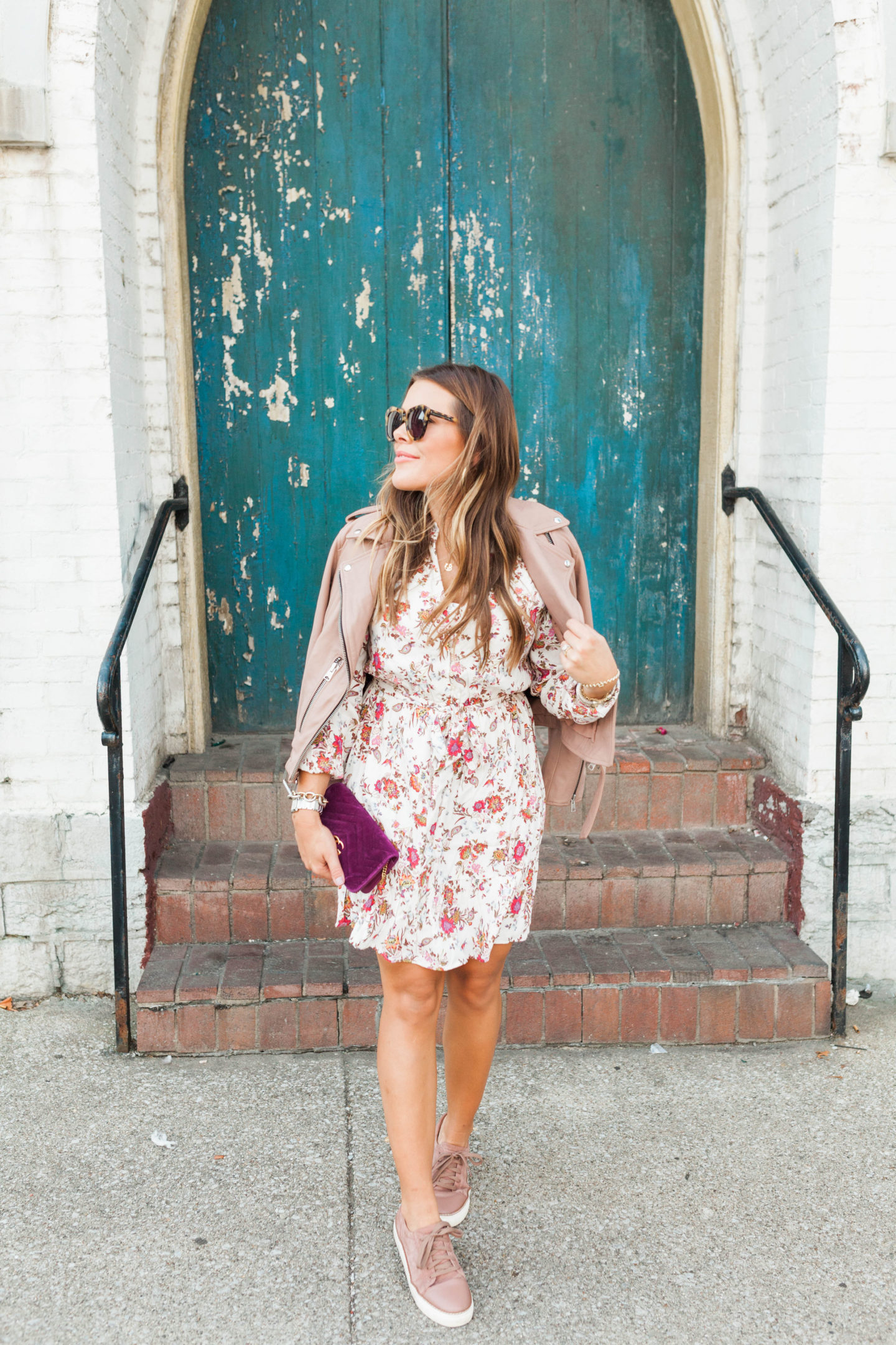 Transition A Floral Dress Into Fall / Glitter & Gingham