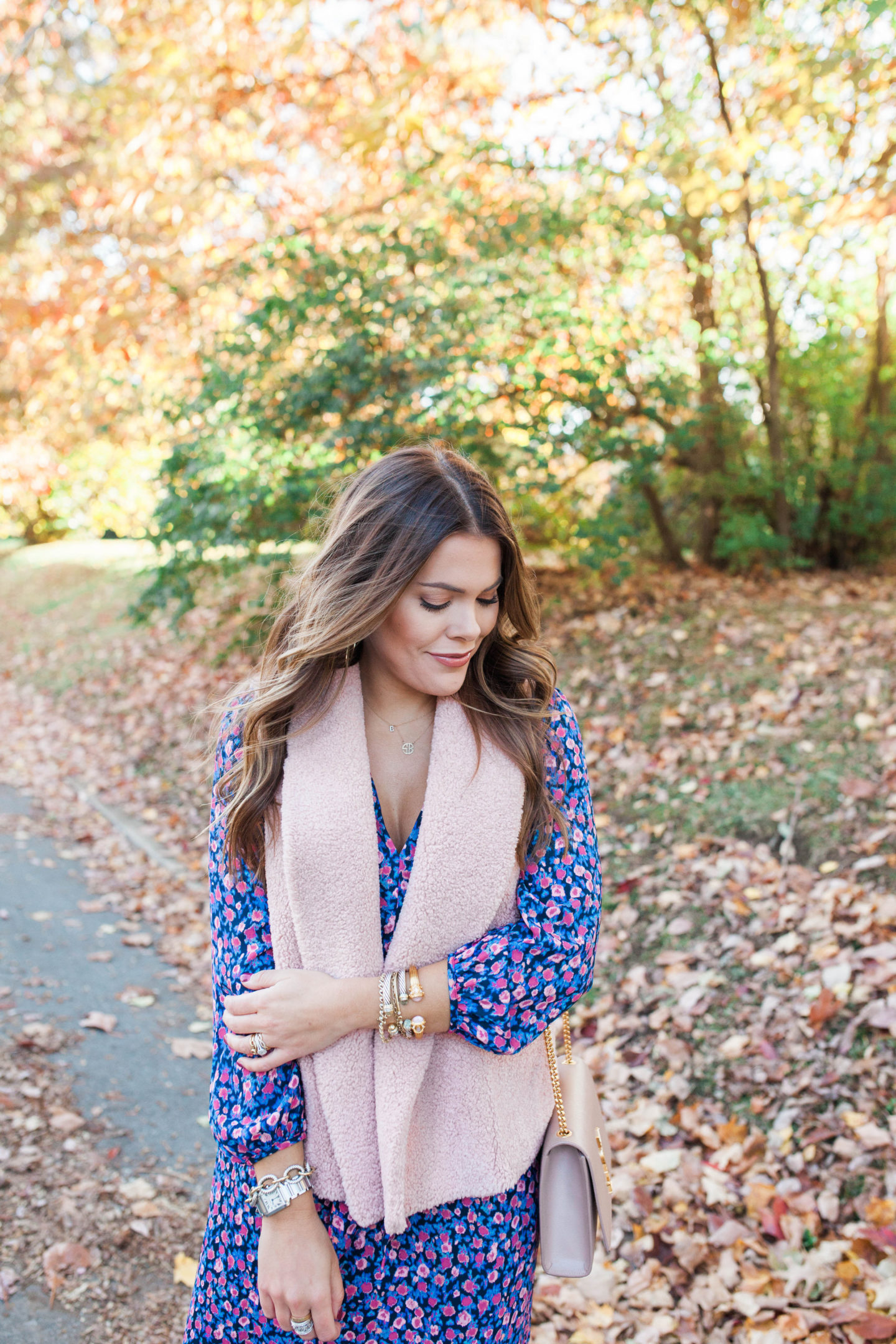 Printed Maxi Dress for fall / Glitter & Gingham 