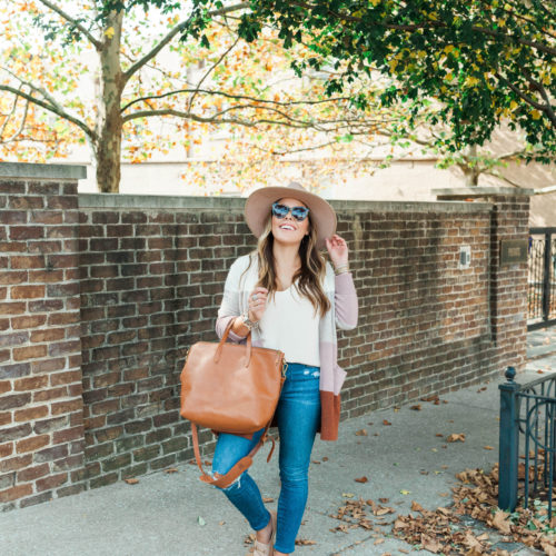 Casual Fall Outfit / Colorblock Cardigan