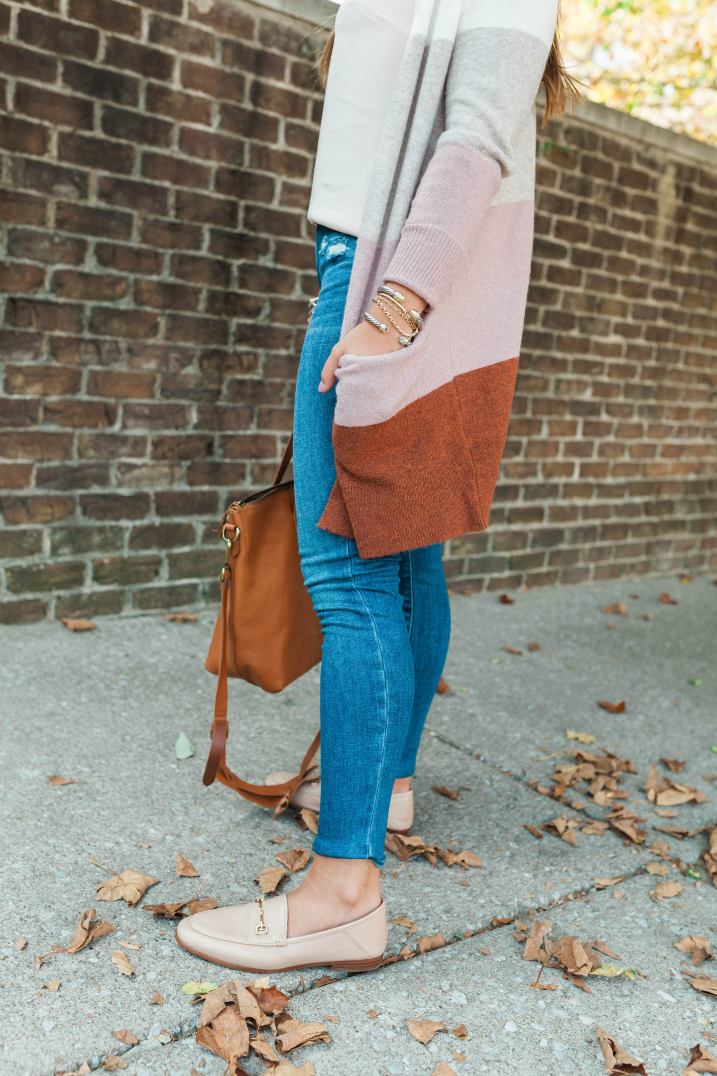 Casual Fall Outfit / Colorblock Cardigan