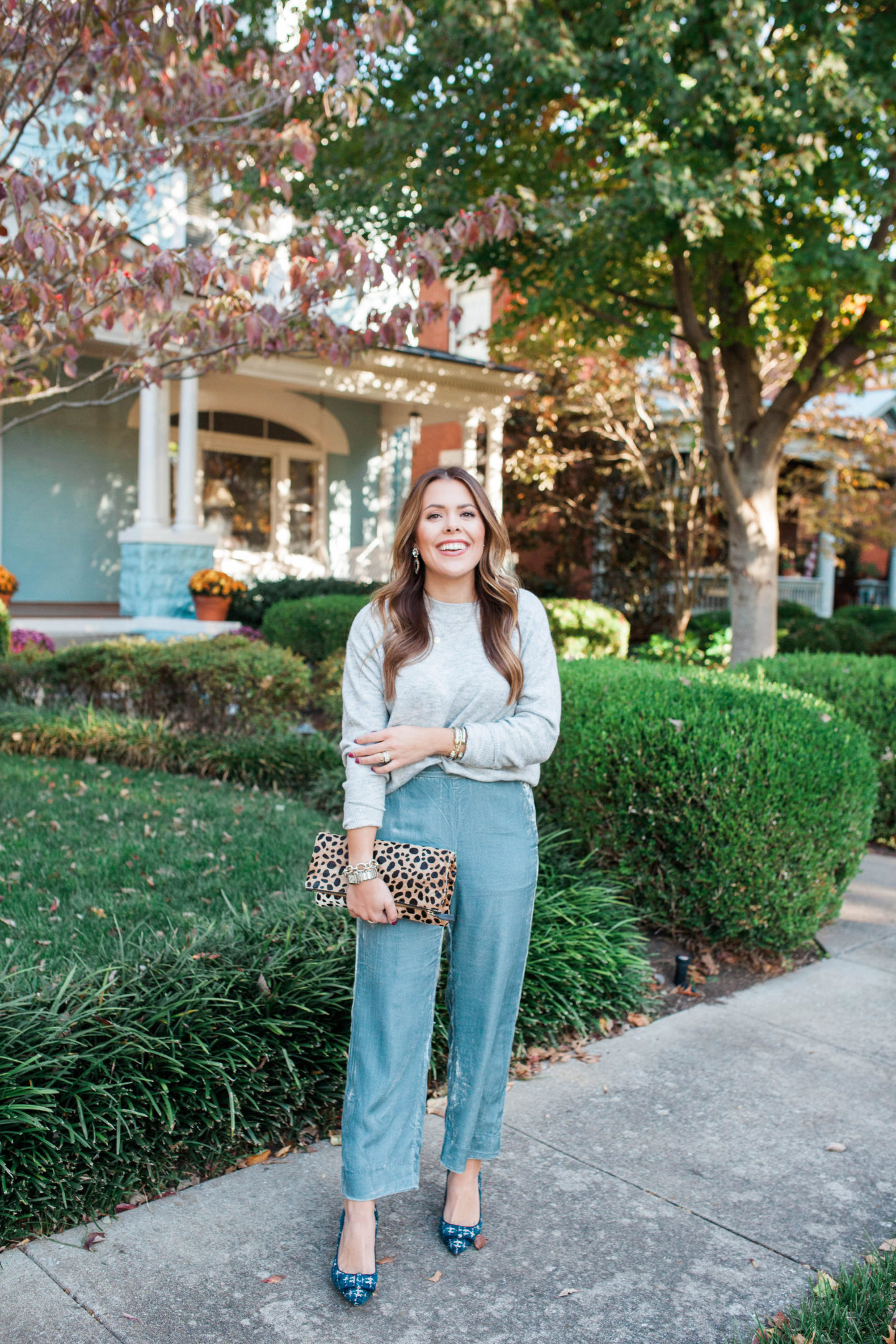 Velvet Floral Pants - Holiday Outfits