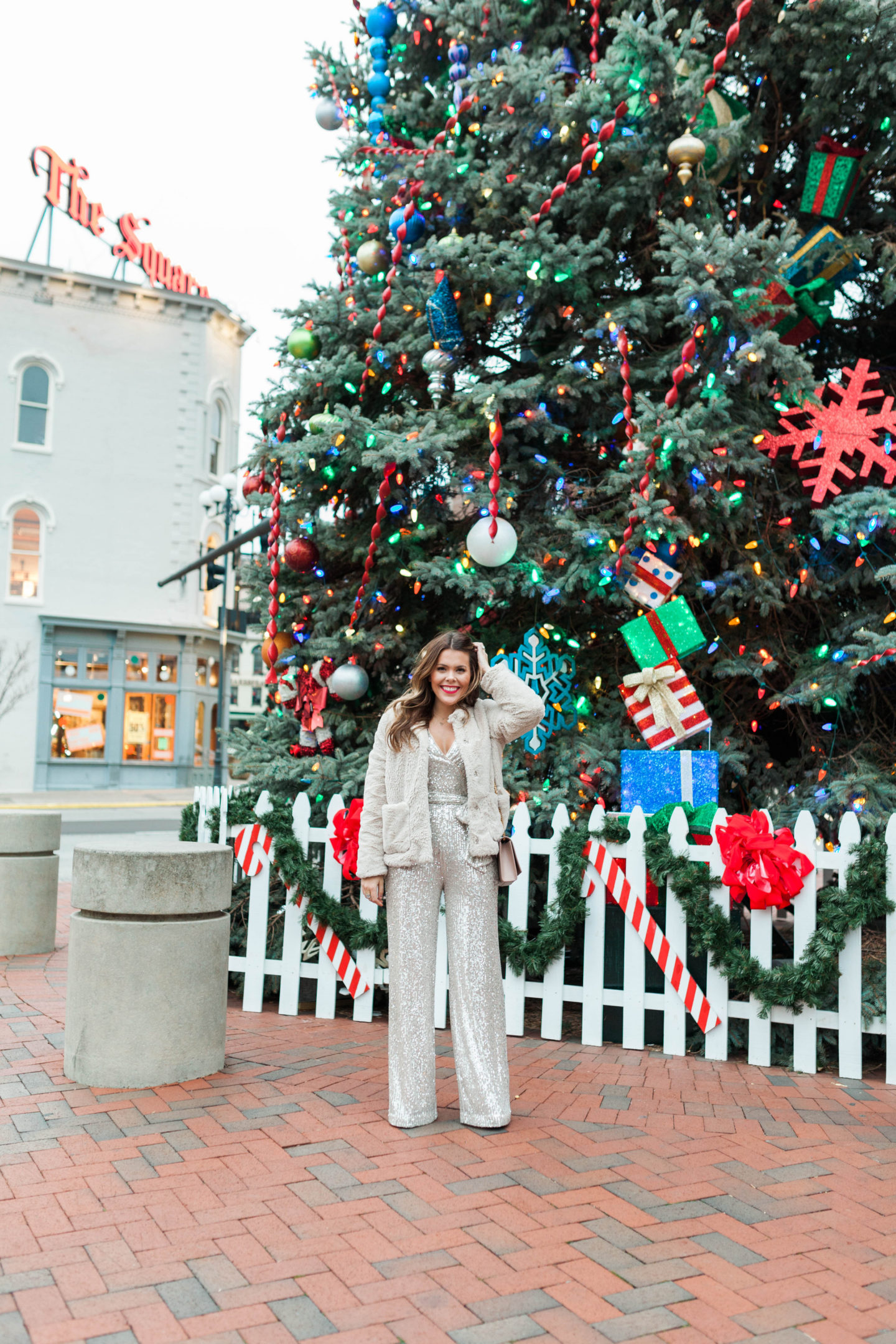 NYE Outfit / Sequin Jumpsuit / Glitter & Gingham 