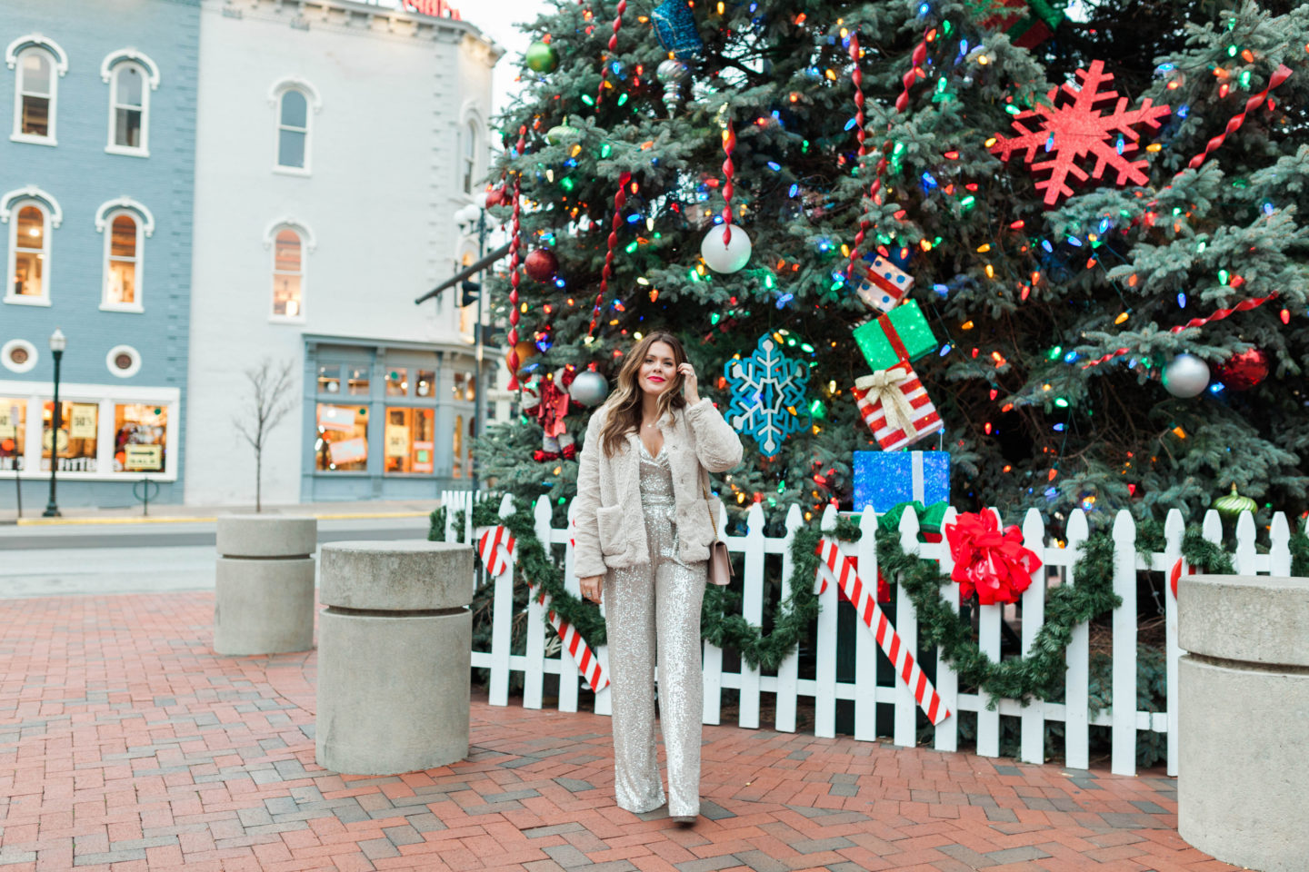 NYE Outfit / Sequin Jumpsuit / Glitter & Gingham 