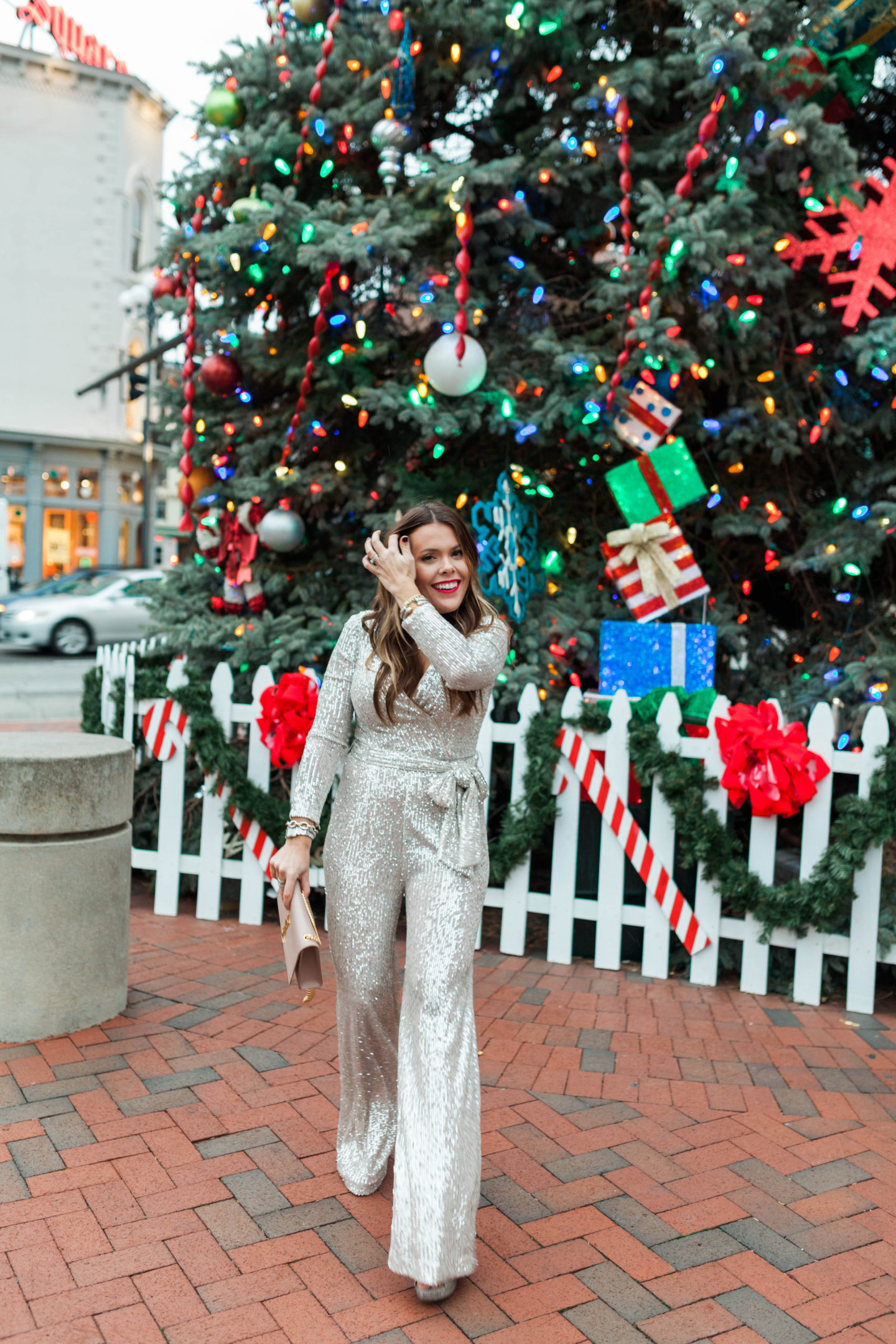 NYE Outfit / Sequin Jumpsuit / Glitter & Gingham 