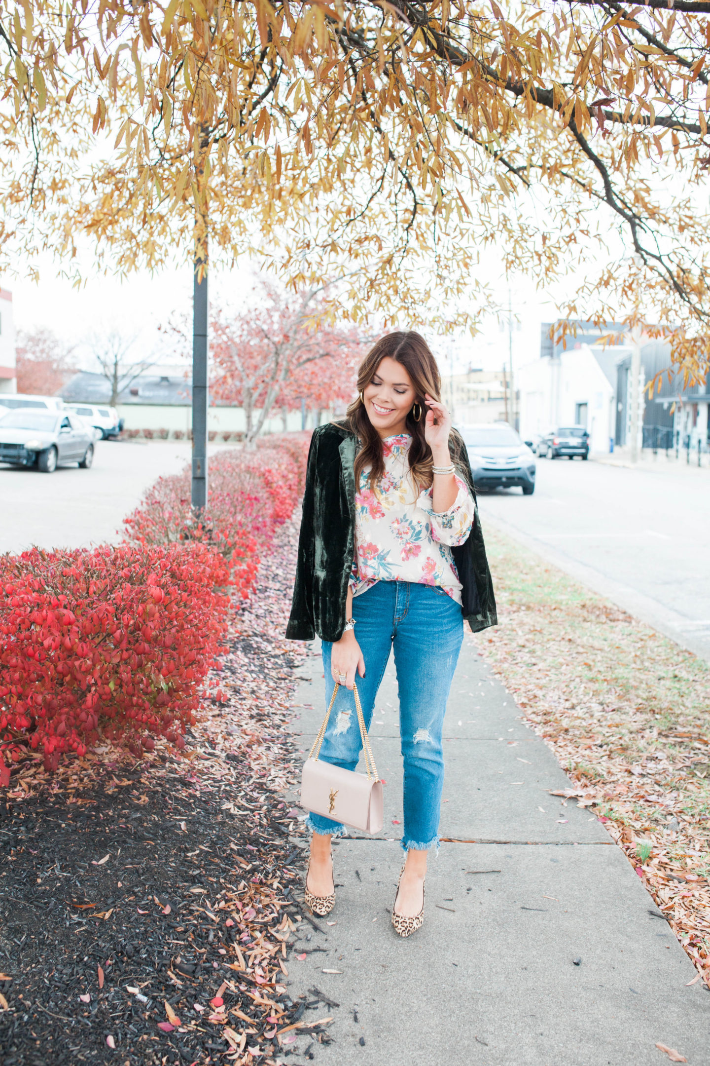 Green Velvet Blazer / Glitter & Gingham 