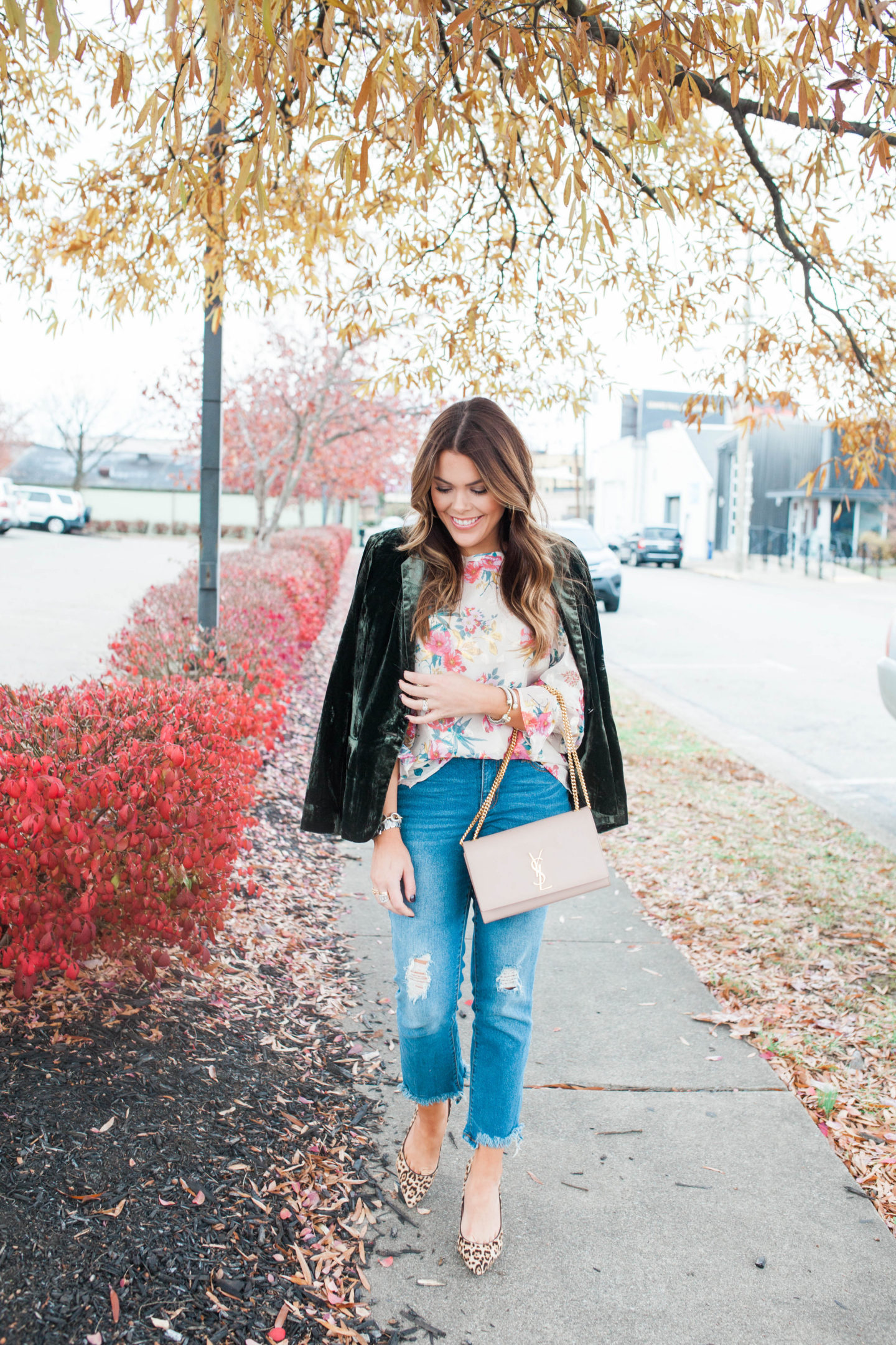 Green Velvet Blazer / Glitter & Gingham 