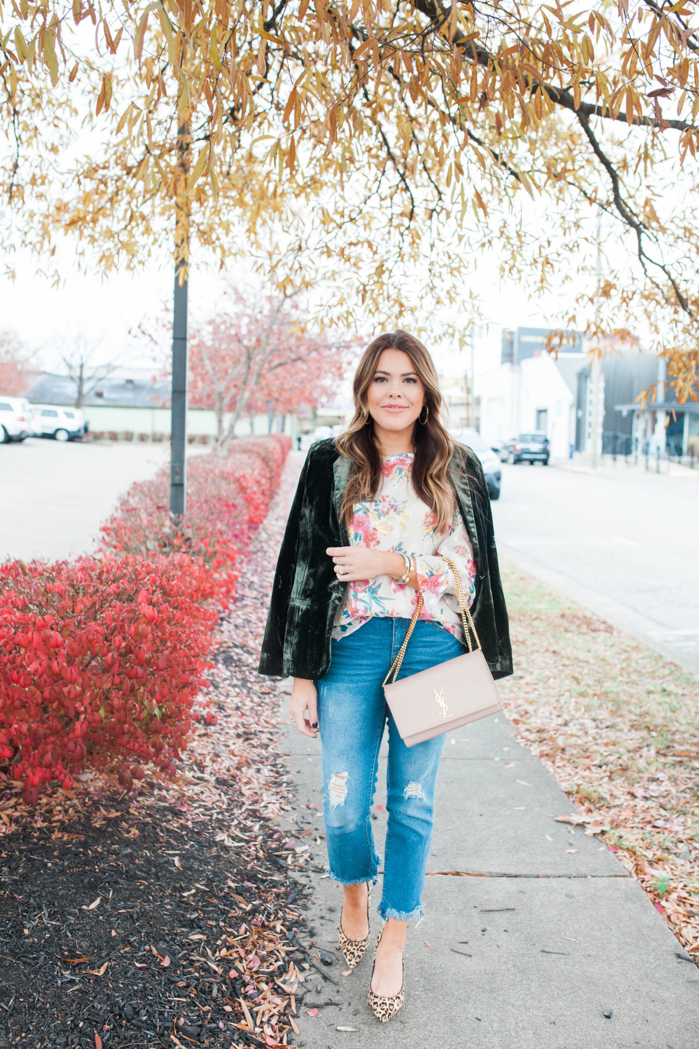 Green Velvet Blazer / Glitter & Gingham 