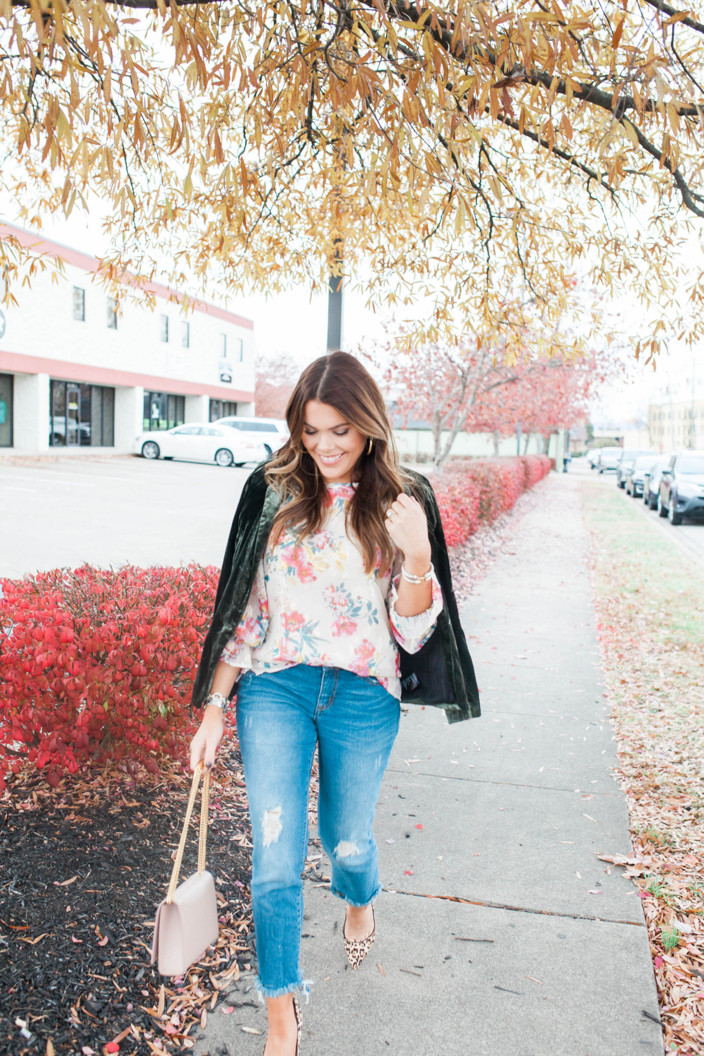 Green Velvet Blazer / Glitter & Gingham 